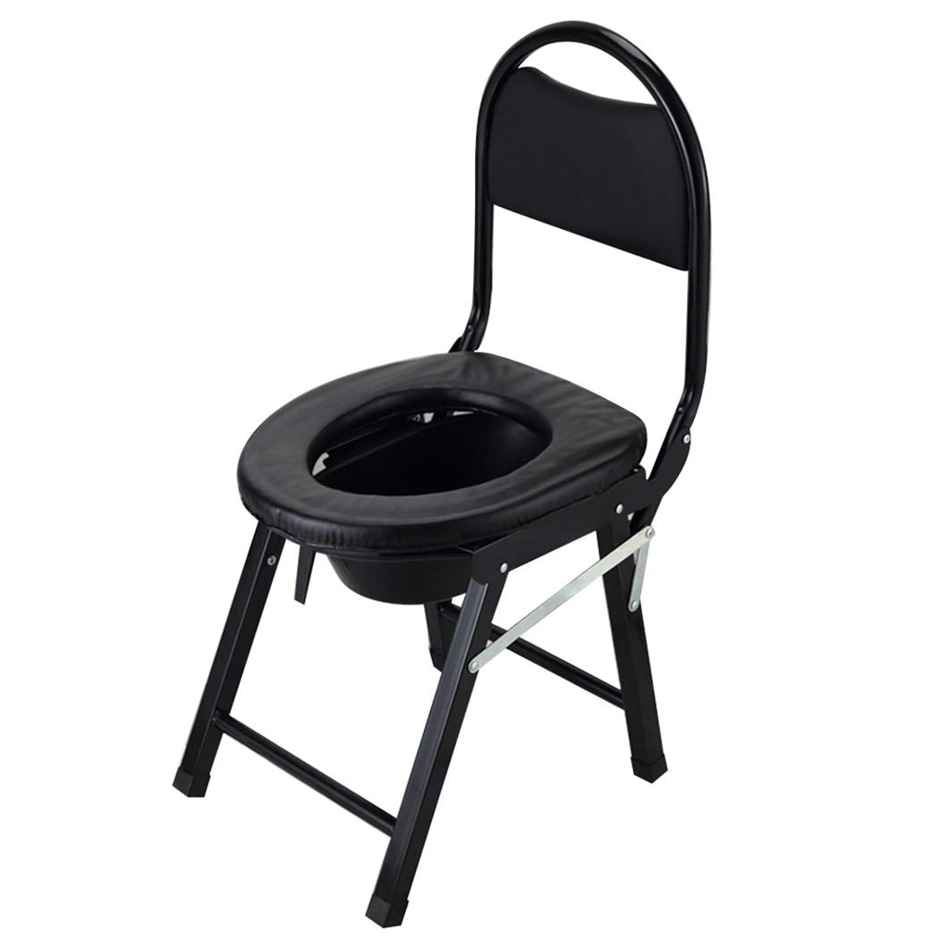 Heavy-Duty Folding Commode Chair with Seat - Portable Steel Toilet Stool for Elderly, Seniors & Handicapped Adults - Lightweight Medical Bathroom Aid for Home & Hospital Use