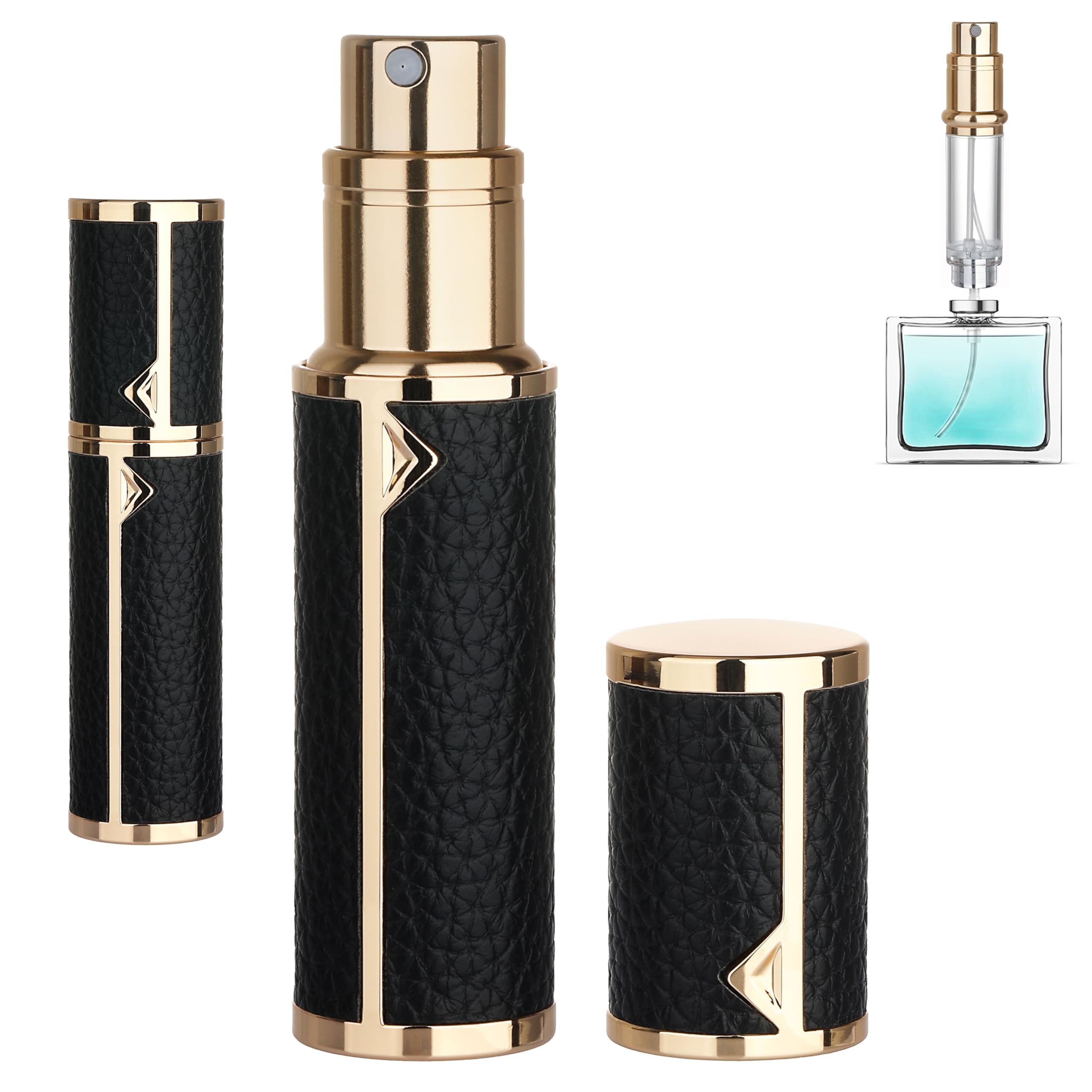 5ml Refillable Travel Perfume Atomizer Bottle - Luxury Portable Perfume Sprayer for Women & Men, Leak-Proof Cologne Dispenser for Airplane Carry-On, Gym Bag & Purse (Black) | Perfect for Travel, Office & Daily Use