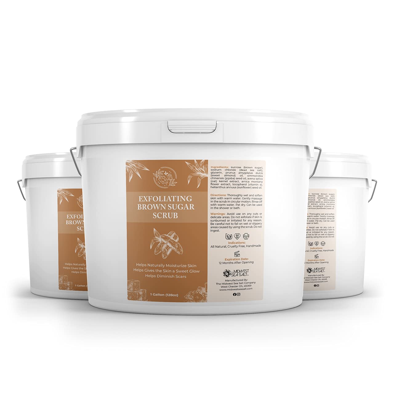Exfoliating Brown Sugar Scrub with Rose Absolute - 128oz Large Size - Natural Body Scrub for Soft Skin - Perfect for Spa Day, Self Care & Gift Giving