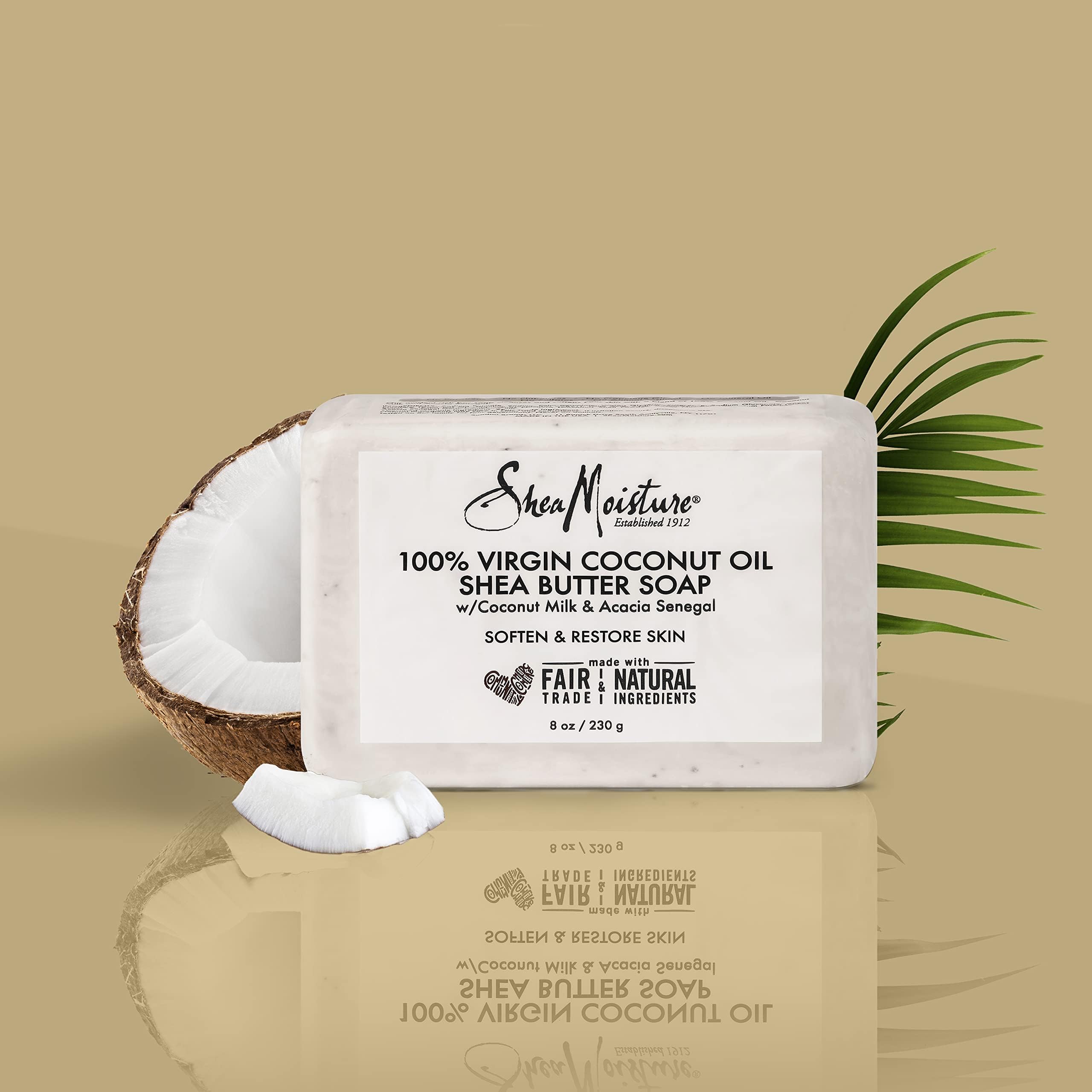 SheaMoisture Shea Butter Body Wash Bar Soap - 6 Pack | Moisturizing & Cleansing Bar Soap with 100% Virgin Coconut Oil, Coconut Milk, Shea Butter & Acacia Senegal | Gentle Skin Care for Dry Skin, Softening & Restoring | Perfect for Shower, Bath & Travel (8 Oz Each)
