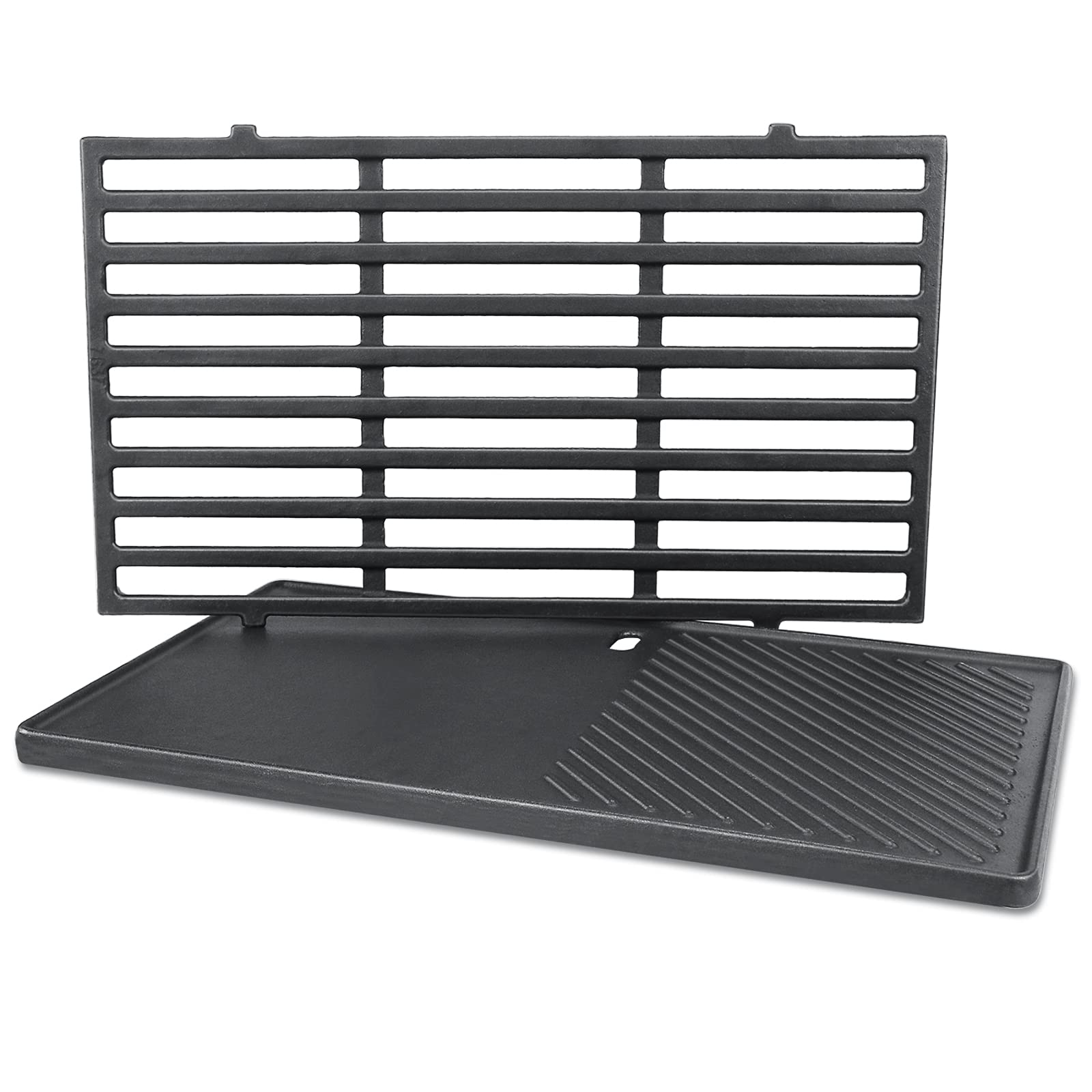 Hisencn 7637 17.5 Inch Reversible Grill Griddle & Cooking Grates for Weber Spirit I & II 200 Series (E210 E220 S210 S220) - Heavy Duty Front Control BBQ Grill Accessories for Outdoor Cooking, Camping, and Backyard Parties