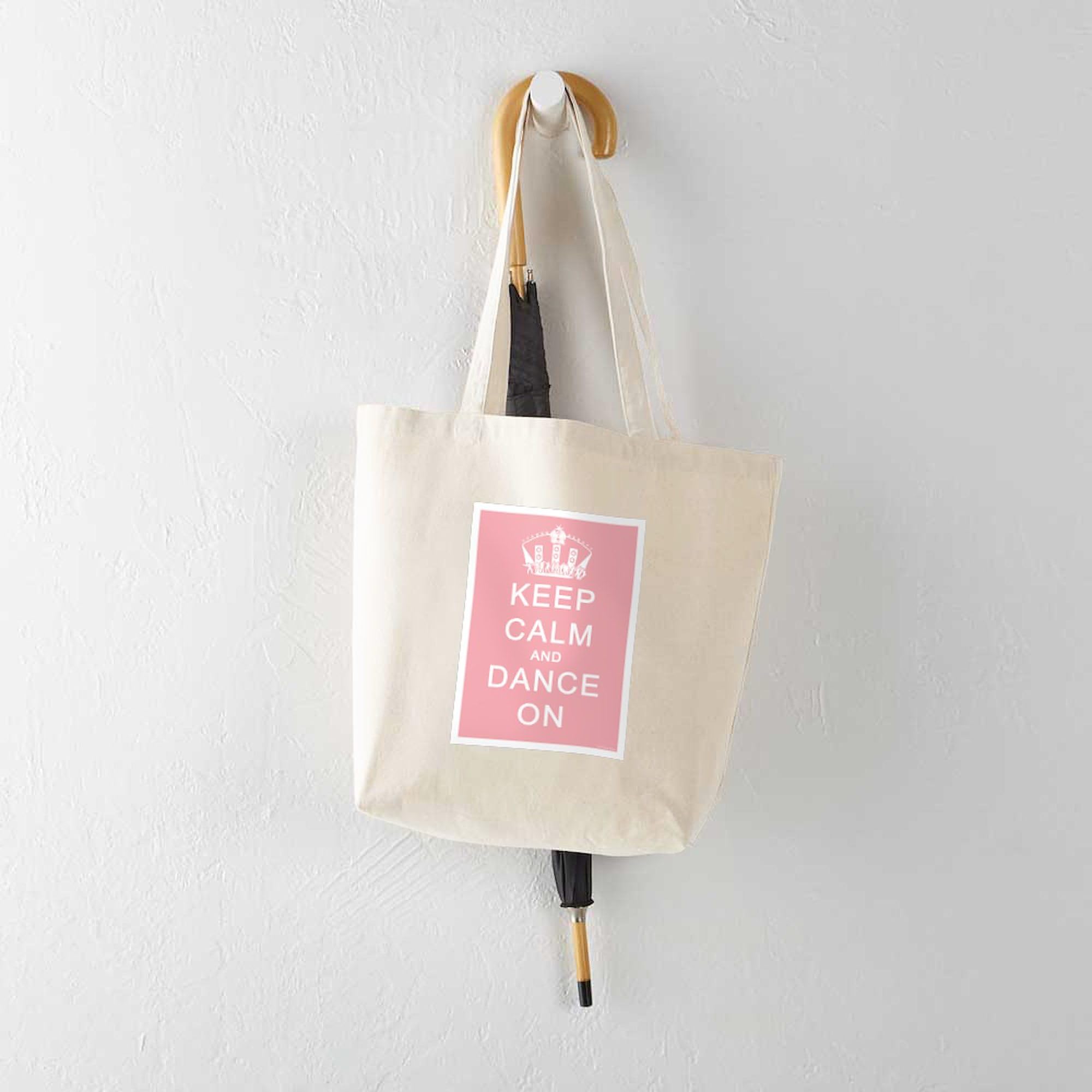 Keep Calm And Dance On Pink Canvas Tote Bag - Reusable Natural Shopping Bag for Groceries, Beach & Daily Use