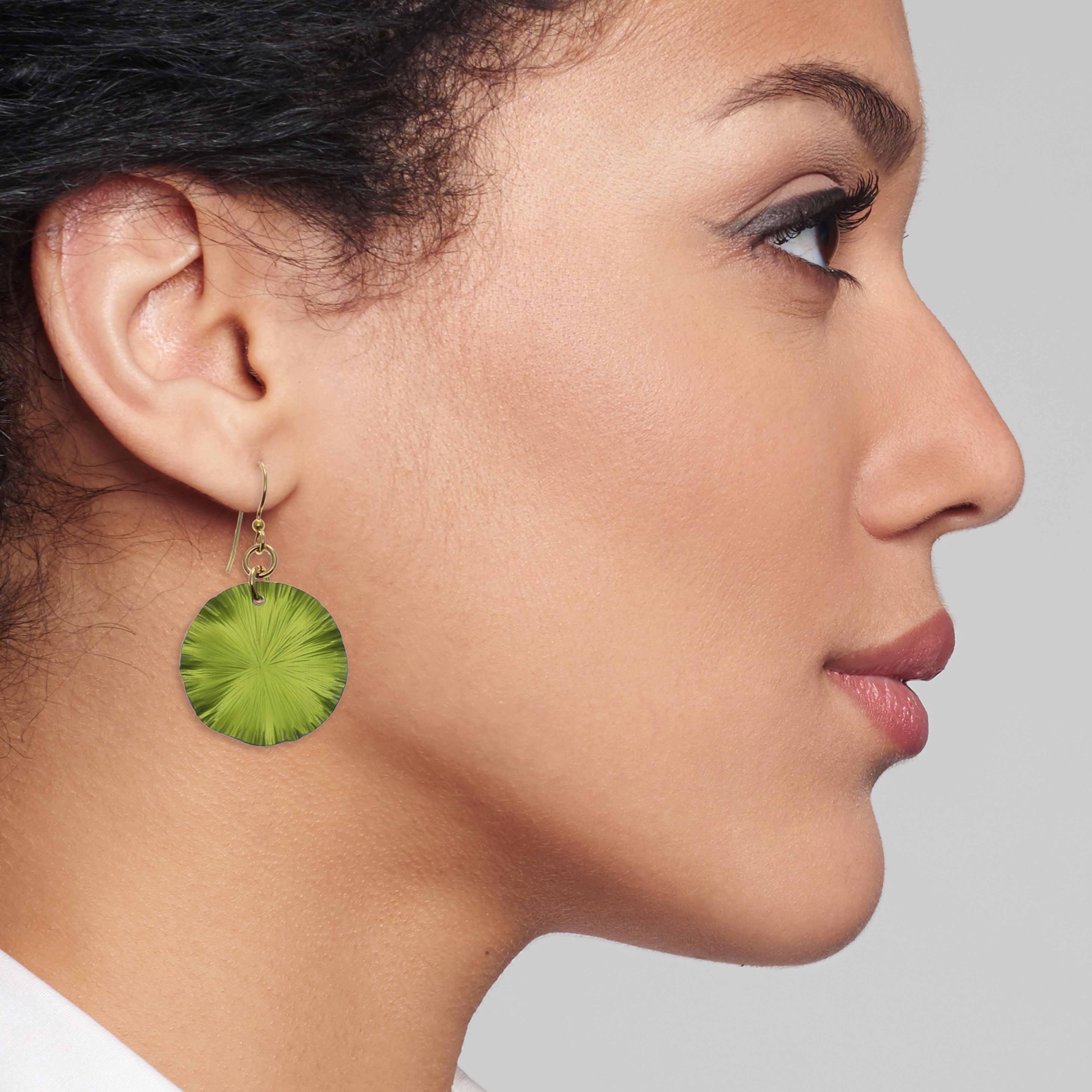 Small Sour Candy Apple Anodized Lily Pad Leaf Drop Earrings - Dainty Botanical Jewelry for Women - Perfect for Casual Wear, Parties & Gift Giving