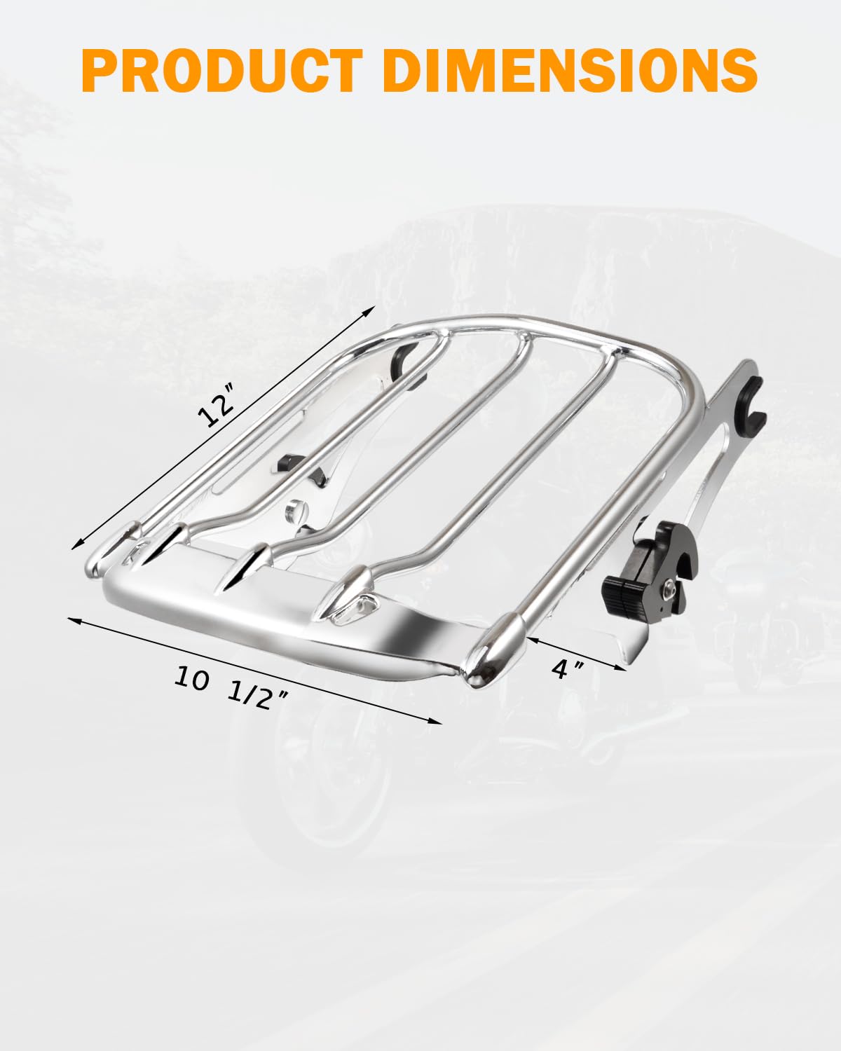 PBYMT Detachable Luggage Rack & Two-Up Air Wing Mounting Rack for Harley Touring Models - Street Glide, Road King, Electra Glide (2009-2024) | Chrome Finish | Perfect for Long-Distance Rides & Passenger Comfort