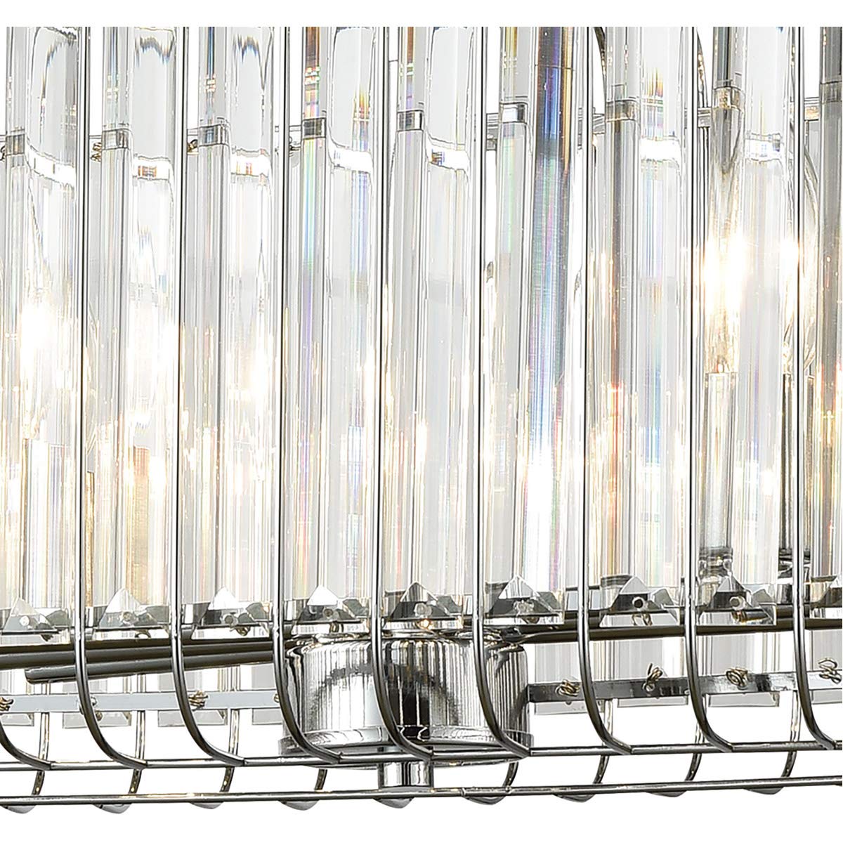 14978-PCC6 Scottdale 6-Light 32-Inch Polished Chrome Ceiling Pendant Island Lighting Fixture for Kitchen, Dining Room, and Foyer - Modern Farmhouse Style