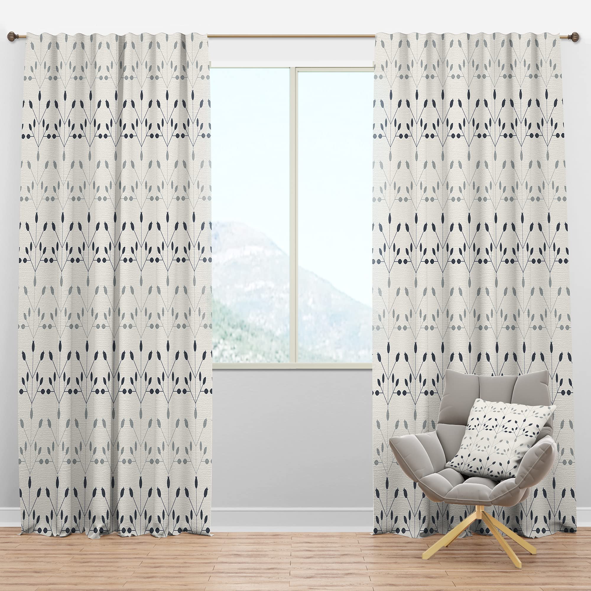 Floral Retro Botanical Blackout Curtains - Thermal Insulated Room Darkening Drapes for Bedroom & Living Room - Single Panel 52x84 Inches - Perfect for Home Decor, Privacy & Light Control