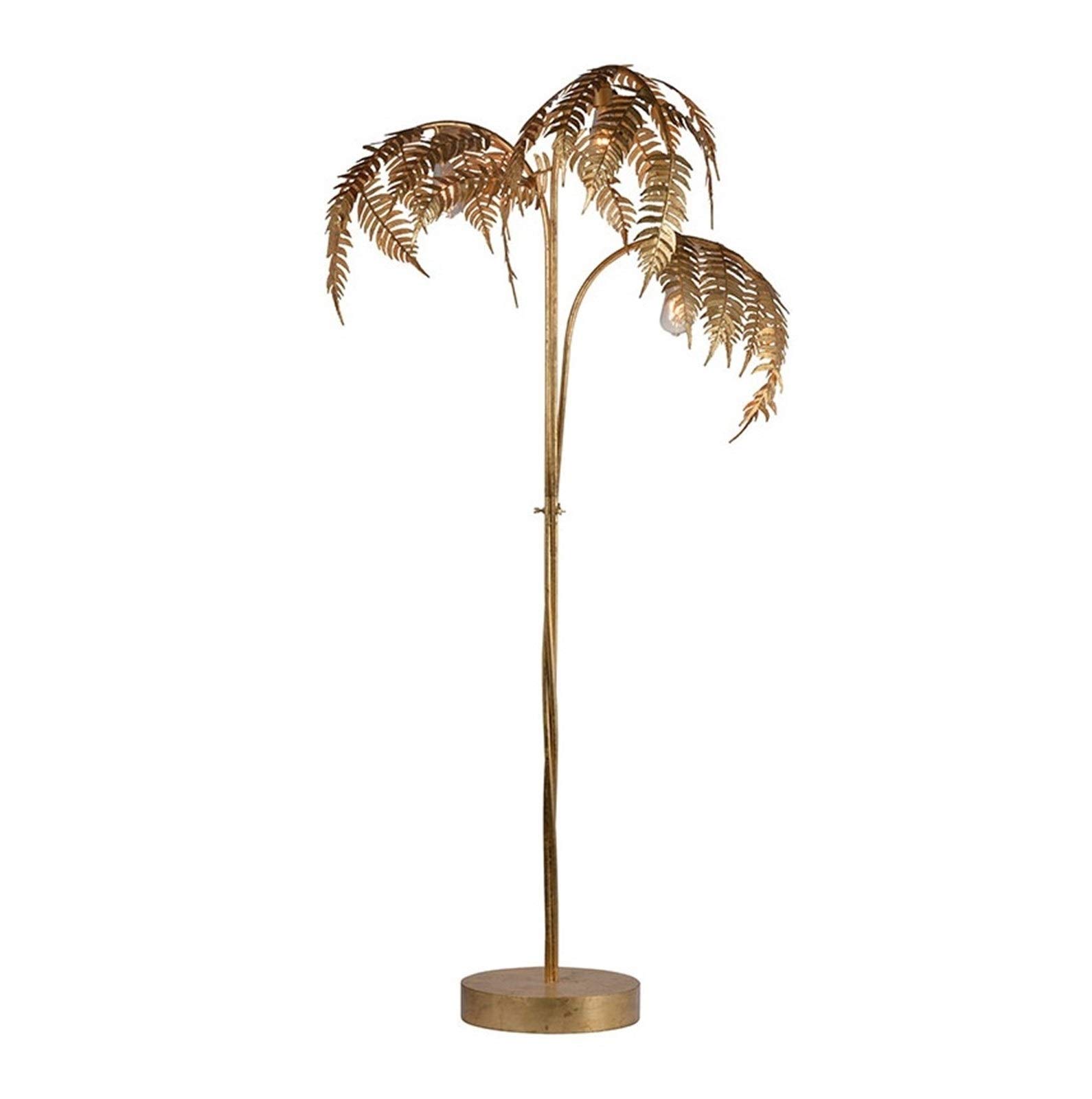 180cm Golden Metal Palm Tree Floor Lamp with 3 Lights - Modern Tropical Decor for Living Room, Bedroom & Office