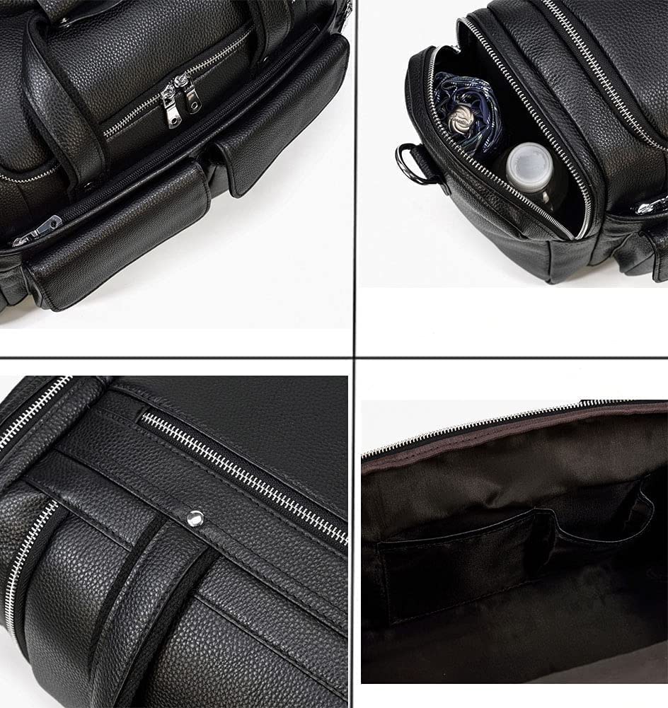 **Premium Waterproof Leather Travel Duffel Bag for Men - Large Gym & Overnight Duffle Bag with Carry Handle - Ideal for Business Trips, Workouts & Weekend Getaways (Black)**