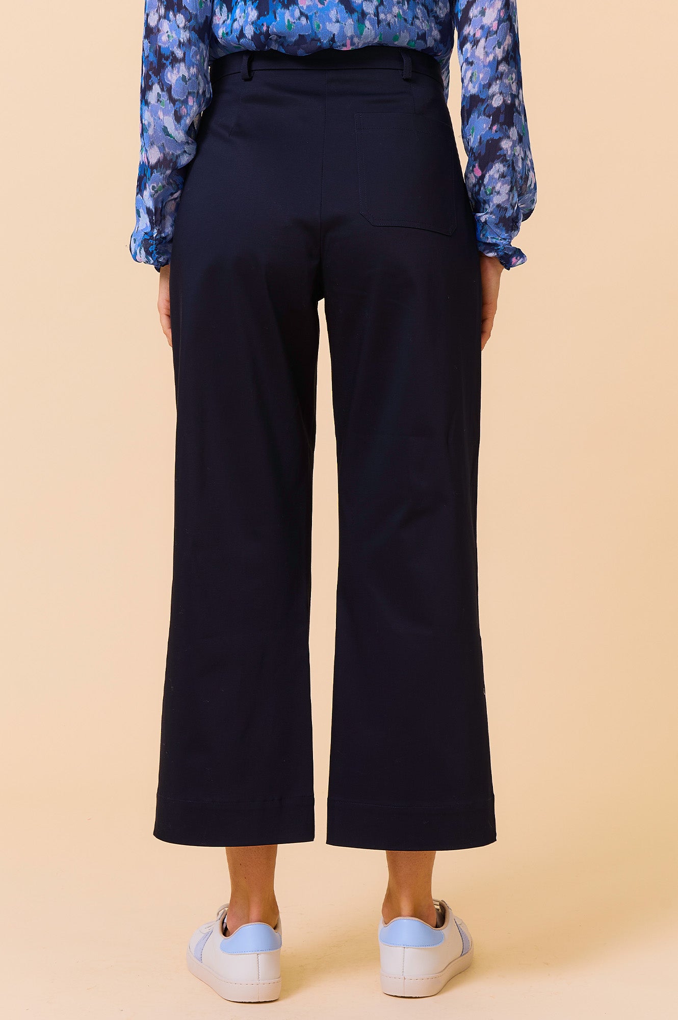 Kendal Stretch Cotton Sateen Pants for Women - Comfortable Navy Blue Dress Trousers for Office, Business & Casual Wear