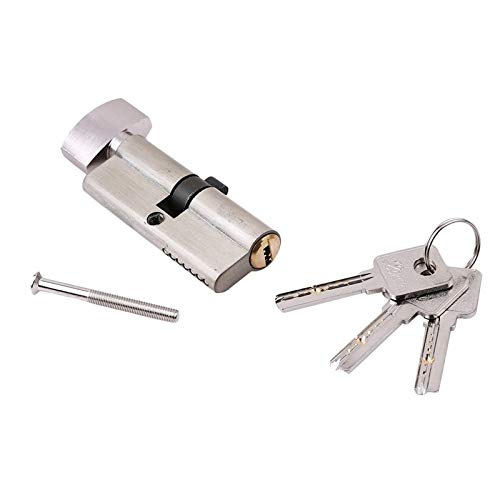 High Security AB Key Cylinder Lock - Brass Anti-Theft Door Handle for Wooden & Aluminum Gates (Silver) | Bedroom, Garden & Entry Door Protection