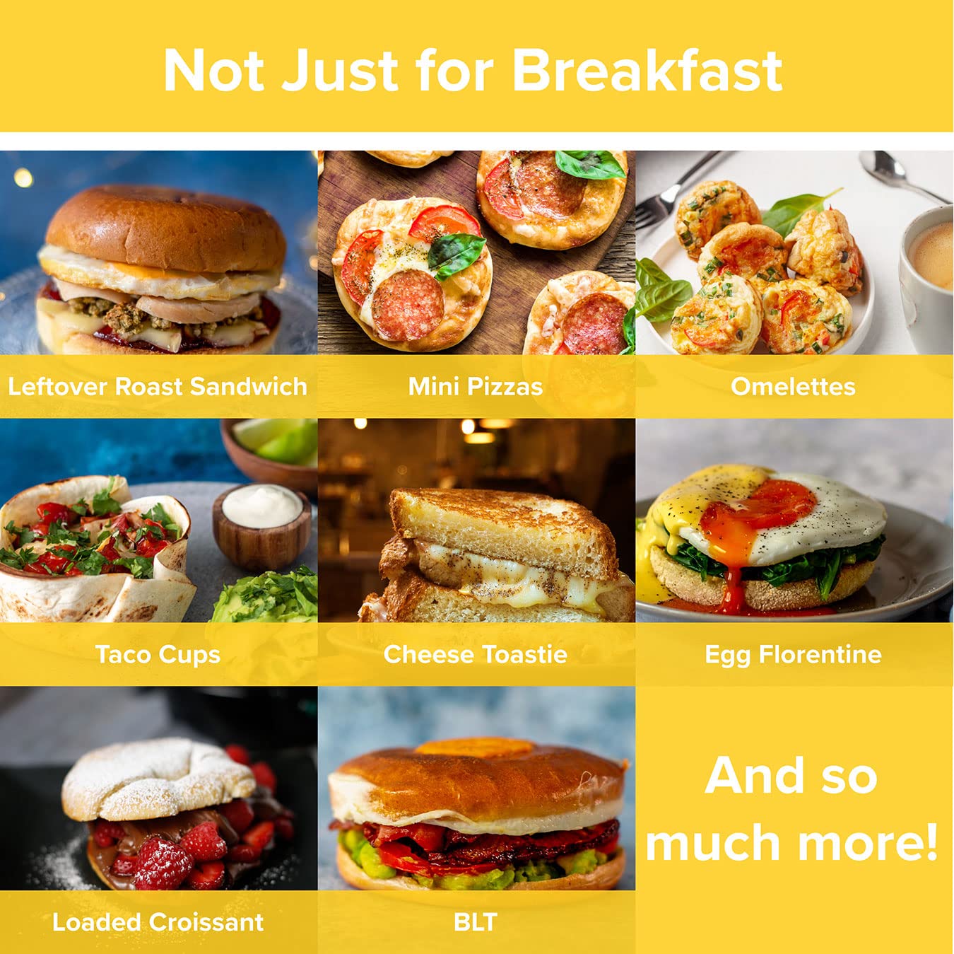 Drew & Cole Electric Sandwich Maker - Non-Stick Grilled Breakfast Sandwich Press with Easy Clean Plates for Quick Meals & Snacks - Perfect for Home, Office & Camping Use - Black