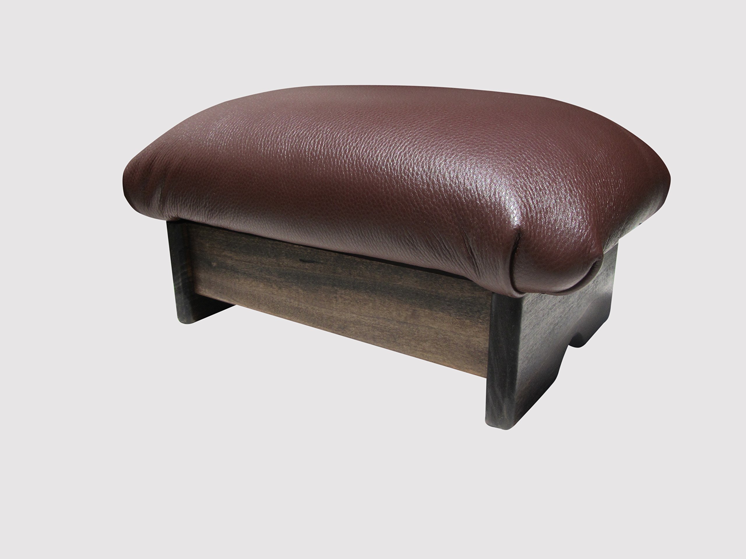 Premium Padded Foot Stool with Chocolate Ganache Leather - 7