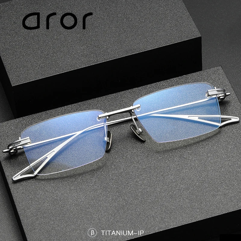 Aror Unisex Rimless Square Titanium Eyeglasses 22497 - Lightweight Durable Glasses for Men & Women - Perfect for Reading, Working & Daily Wear