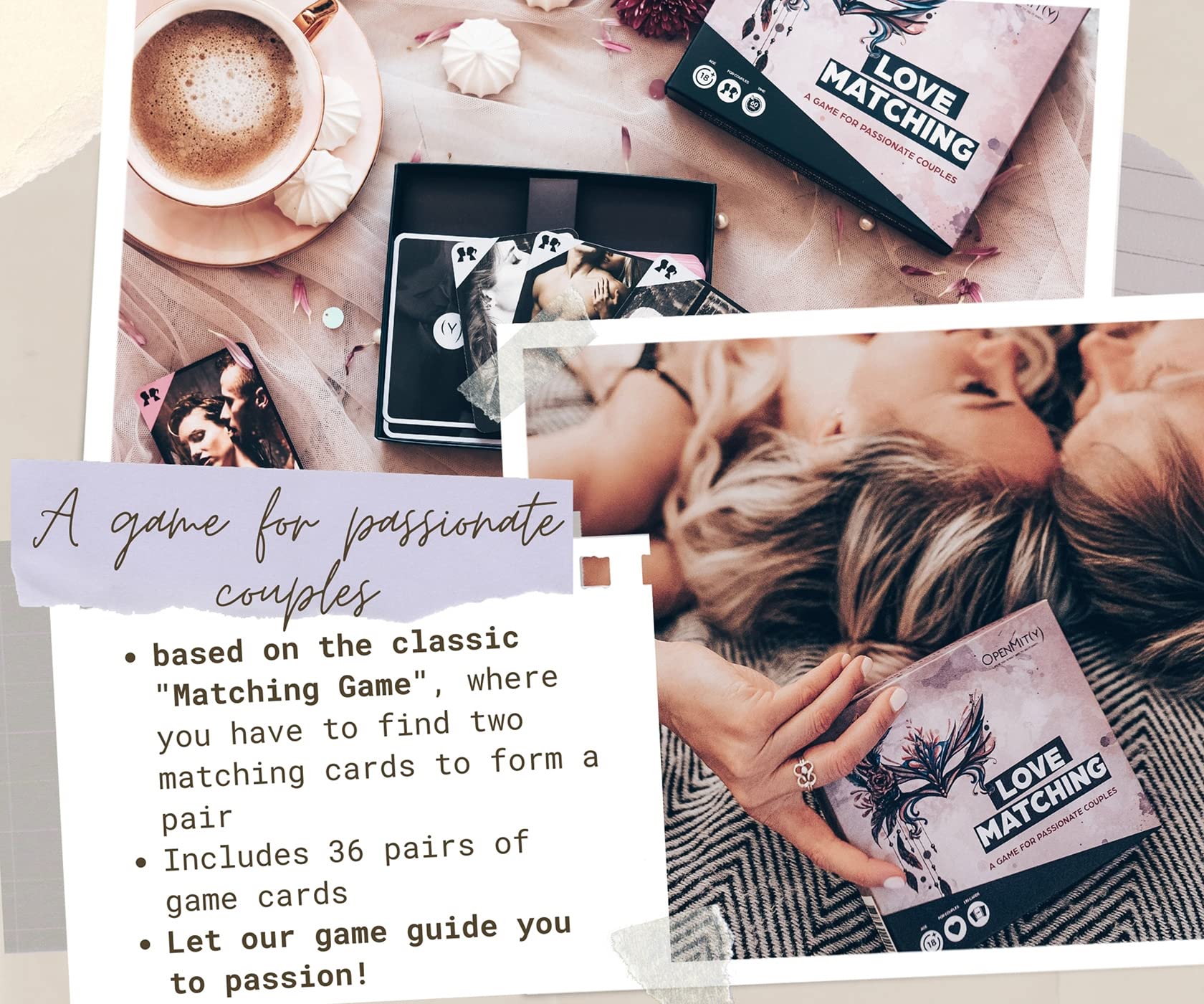 OpenMity Romantic Date Night Box for Couples - Premium Dark Evening Gift Set with Relaxation Kit & Fun Couple Games - Perfect for Anniversaries, Valentine's Day & Intimate Evenings at Home
