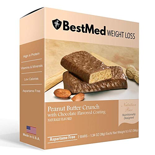 BestMed High Protein Snack Bars - Low Carb, 10g Protein, Low Sugar, Low Calorie Keto Bars for Weight Loss & Energy Boost (Peanut Butter Crunch, 1 Box - 7 Count) - Perfect for Gym, Hiking & On-the-Go Snacking