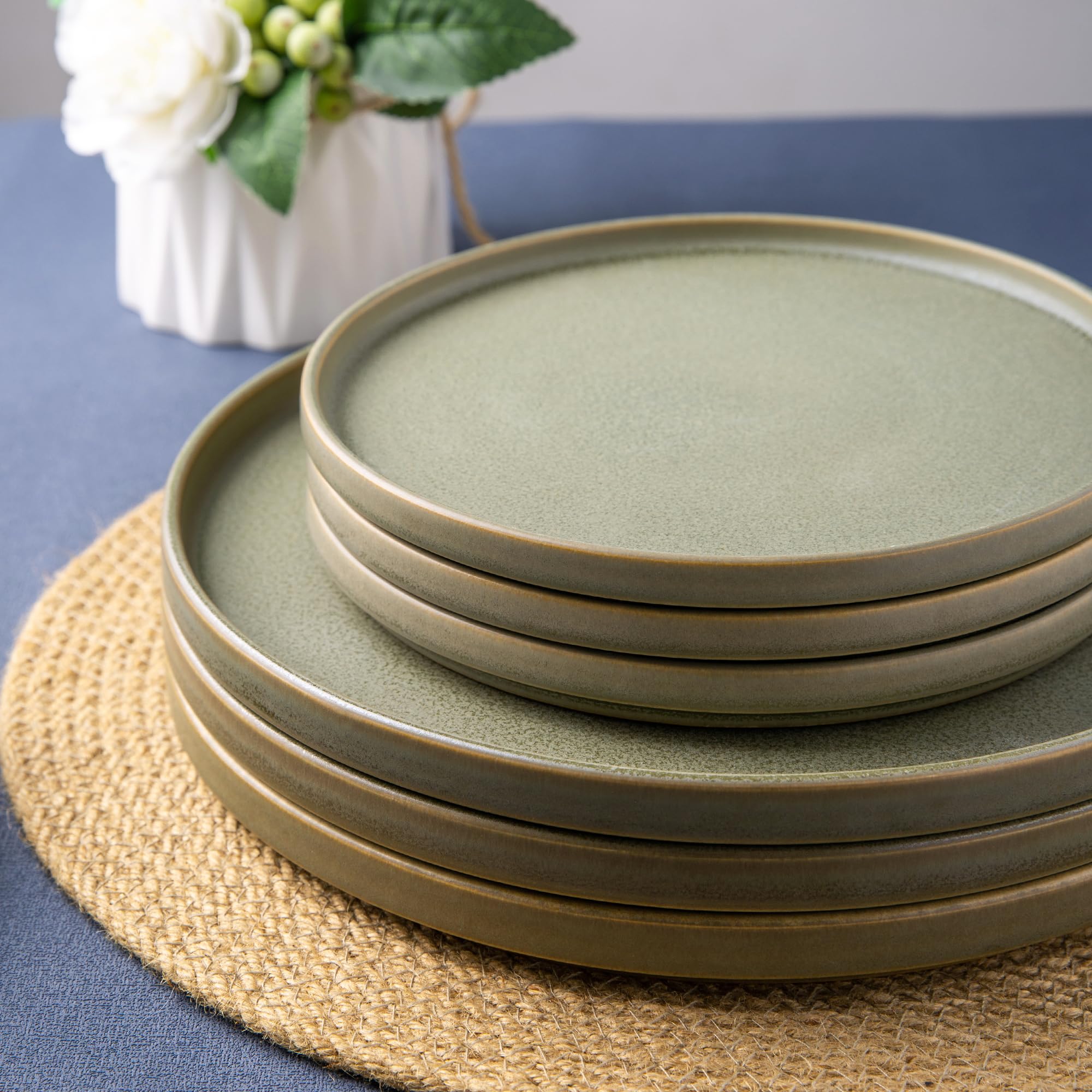 AmorArc 12-Piece Stoneware Dinnerware Set for 4 - Chip Resistant & Microwave Safe for Everyday Dining