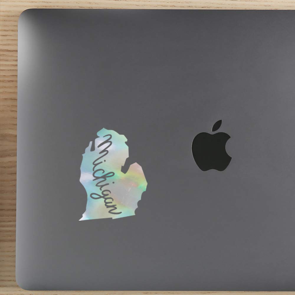 Premium Waterproof Vinyl Decal Stickers - Michigan Holographic Map (Set of 2) for Laptop, Phone, Helmet, Car Window, Bumper, Mug, Cup, Door & Wall Decor - Perfect for Home, Office, School & Gift Giving