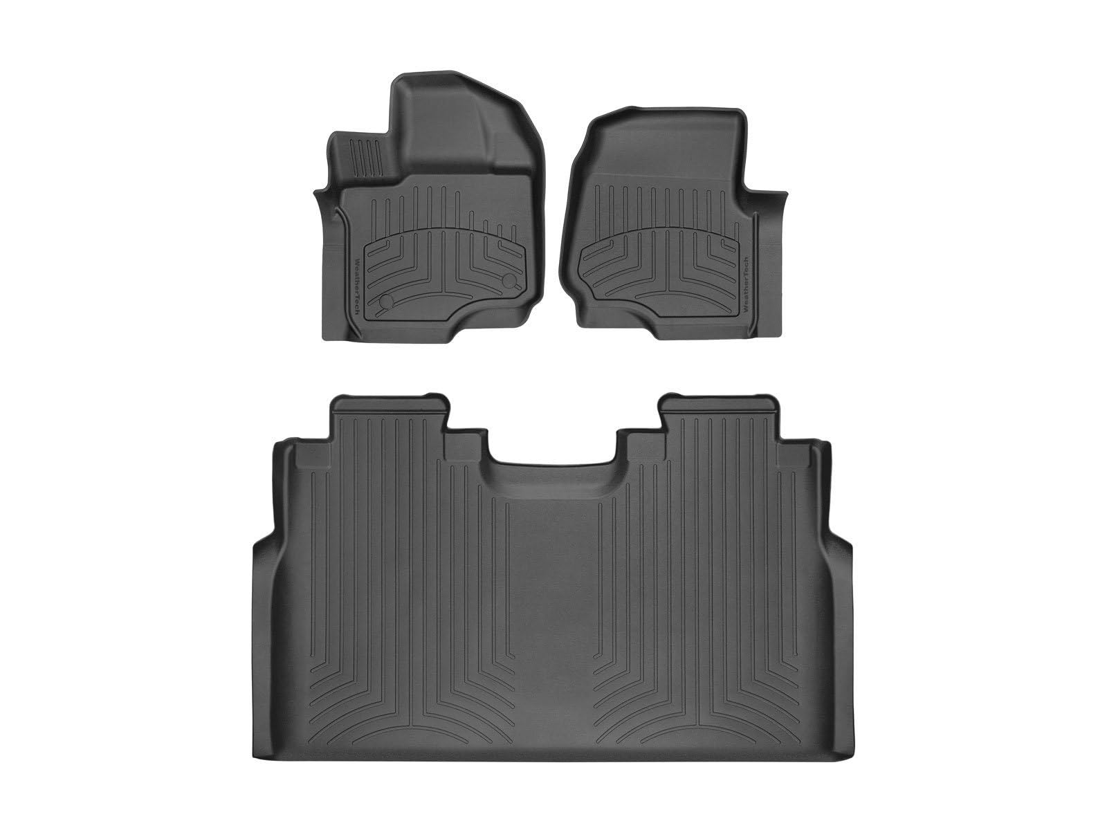 WeatherTech HP Custom Fit Floor Mats for Ford F-150, F-150 Raptor & Lightning (Crew Cab, Bucket Seats) - 1st & 2nd Row All-Weather Protection (Black) - Perfect for Off-Roading, Daily Commutes & Extreme Weather Conditions