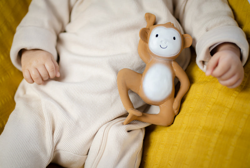 Tikiri Natural Rubber Monkey Toy - Safe & Durable for Kids - Perfect for Playtime, Teething, and Sensory Development