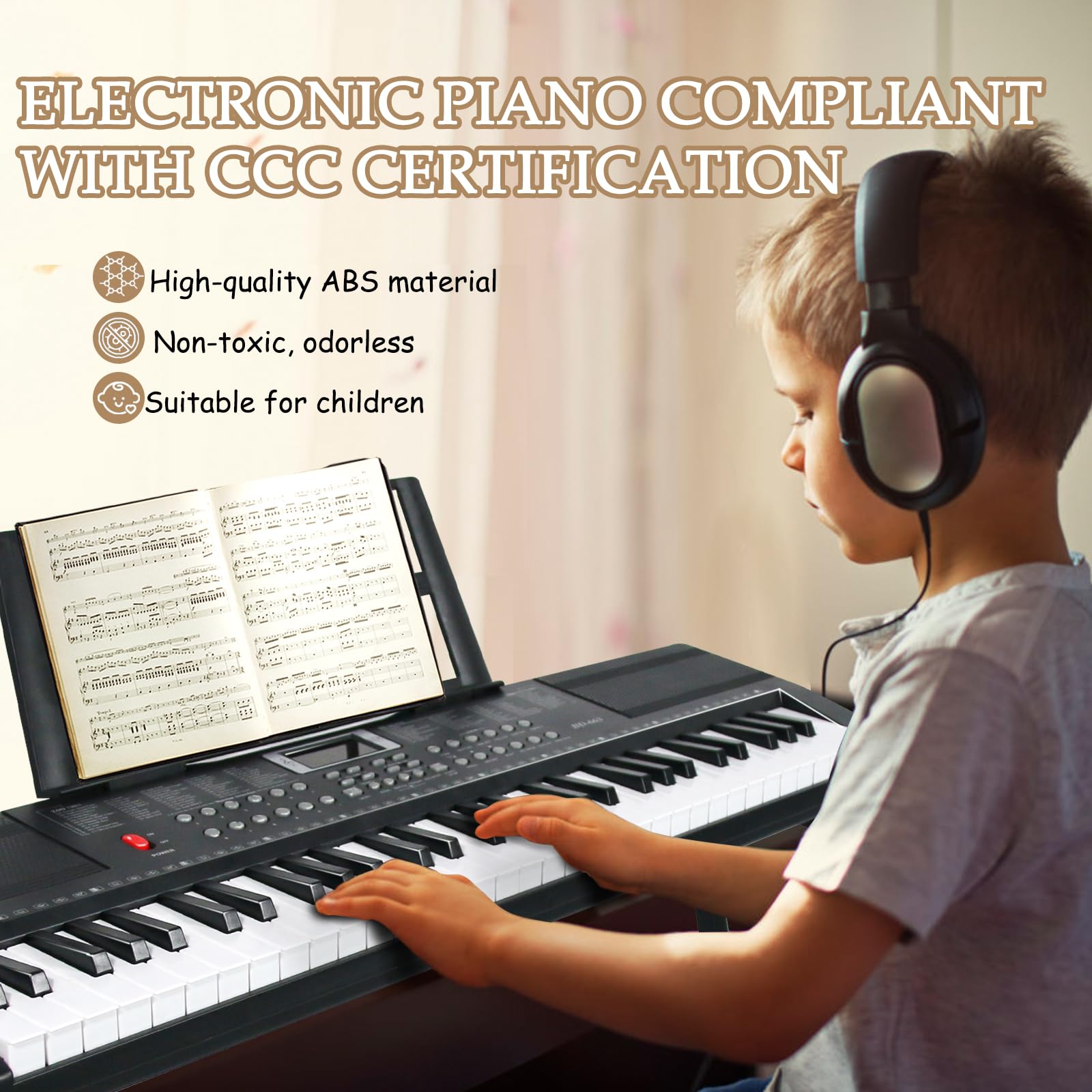 61 Key Electric Piano Keyboard for Beginners & Professionals - Full Size Light Up Keyboard with LED Display, Dual Speakers, Stand, Bench & Microphone (Black) - Perfect for Home Practice, Music Lessons & Live Performances