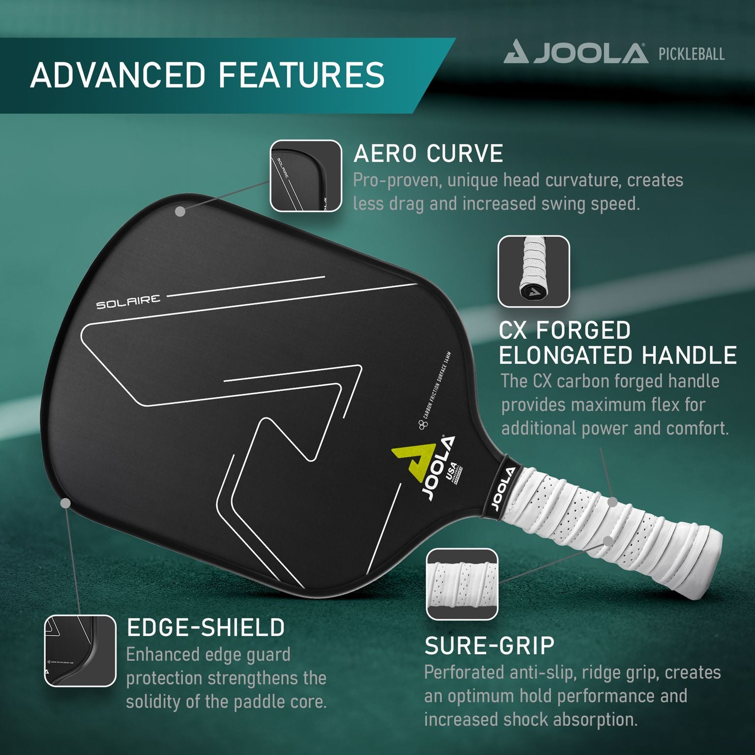 JOOLA Solaire CFS Table Tennis Racket - Professional Ping Pong Paddle for Spin & Speed - Perfect for Tournaments & Training