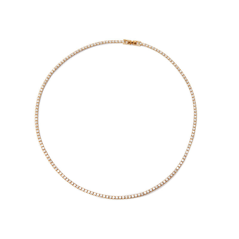Tish Tennis Necklace - 14K Gold Plated Diamond-Cut Cubic Zirconia Choker | Perfect for Weddings, Parties & Special Occasions