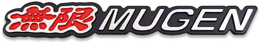Premium Mugen Emblem Badge with Strong Adhesive Decal - Black & Red Design - Perfect for Car Enthusiasts & JDM Style Vehicle Customization
