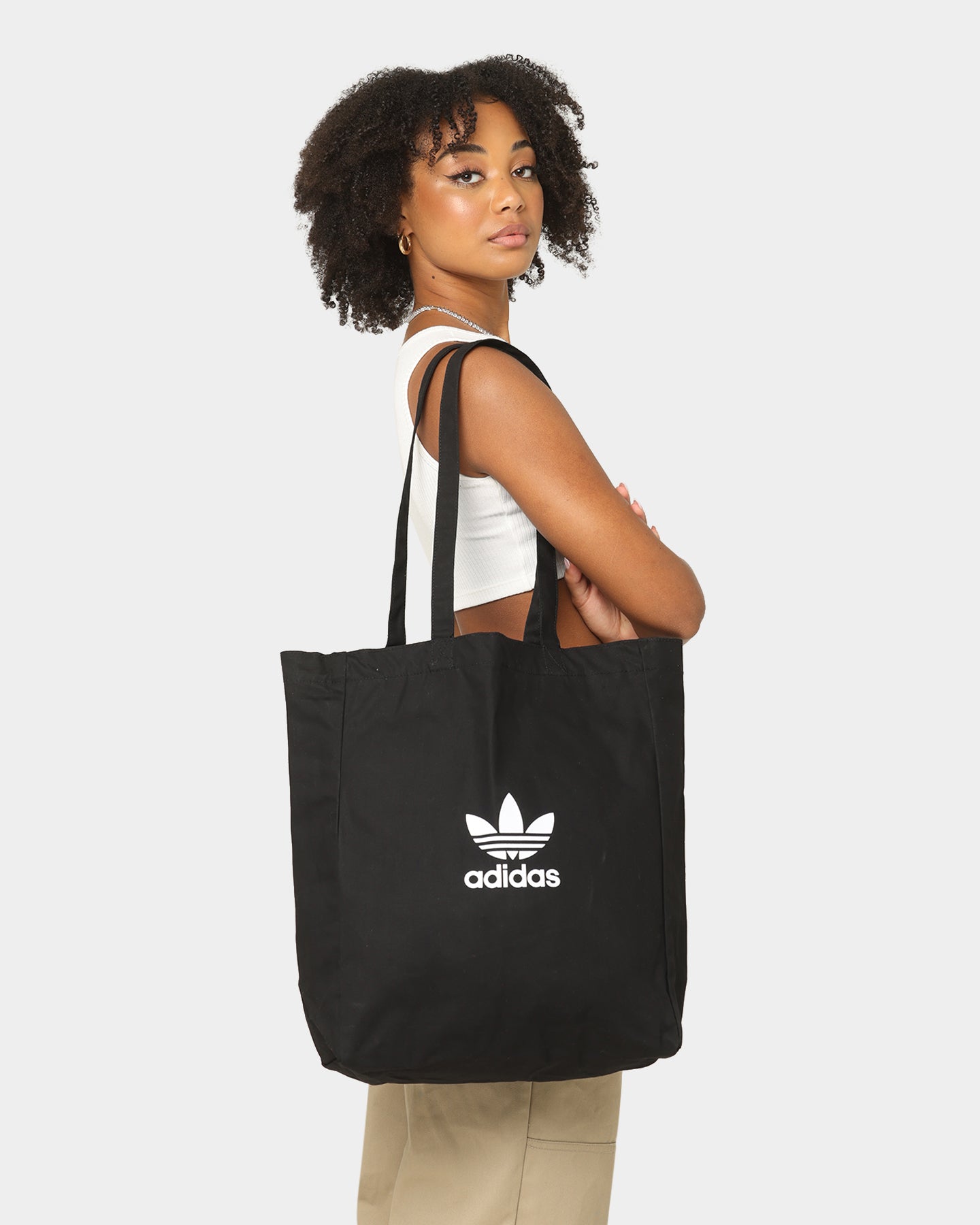 Adidas Adicolor Shopper Bag - Black Unisex Tote Bag for Gym, Travel & Everyday Use | Lightweight & Durable
