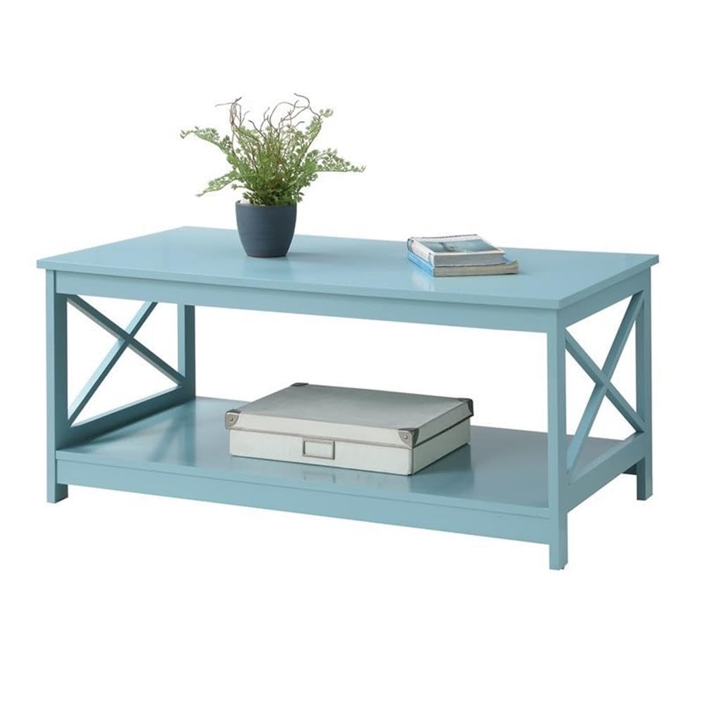 Pemberly Row Coffee Table - Sea Foam Green Wood Finish - Modern Living Room Furniture for Small Spaces & Home Decor