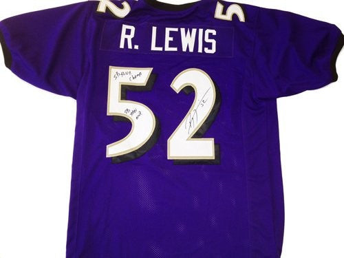 Ray Lewis Autographed Baltimore Ravens Jersey - Signed SB XLVII Champions & SB XXXV MVP Football Jersey - Perfect for Collectors, Fans, and Sports Memorabilia Displays