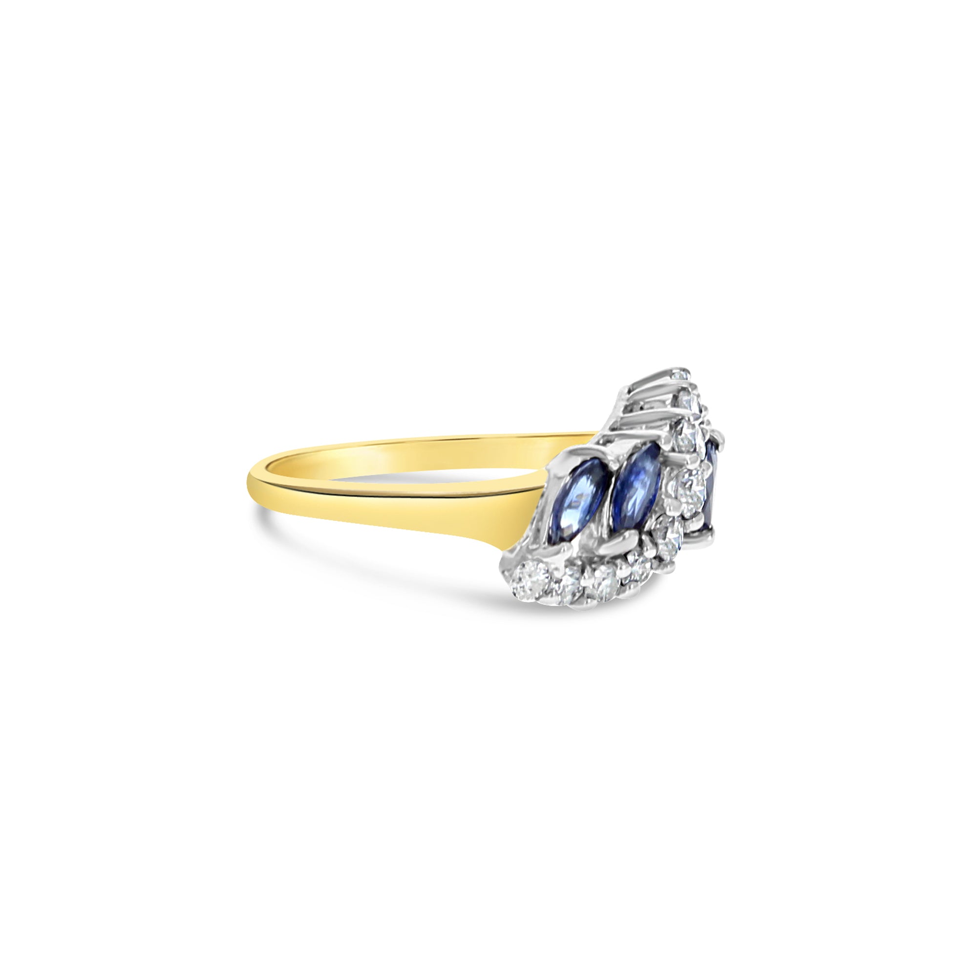 1 Carat Diamond & Sapphire Cocktail Ring in 14K Yellow Gold - Elegant Statement Jewelry for Parties, Weddings & Special Occasions