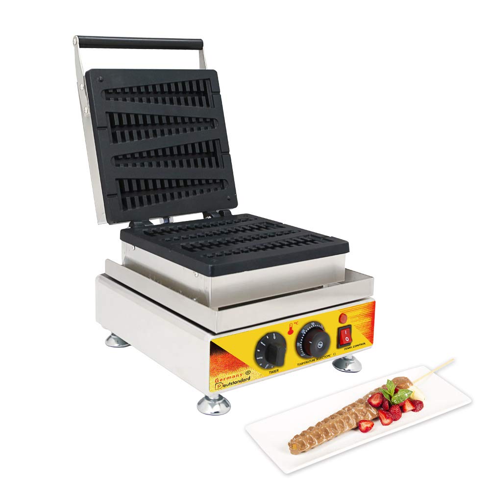 Electric Waffle Stick Maker Machine - Stainless Steel 110V for 4 Large Waffles | Perfect for Christmas Tree Waffles, Breakfast, Parties & Family Gatherings
