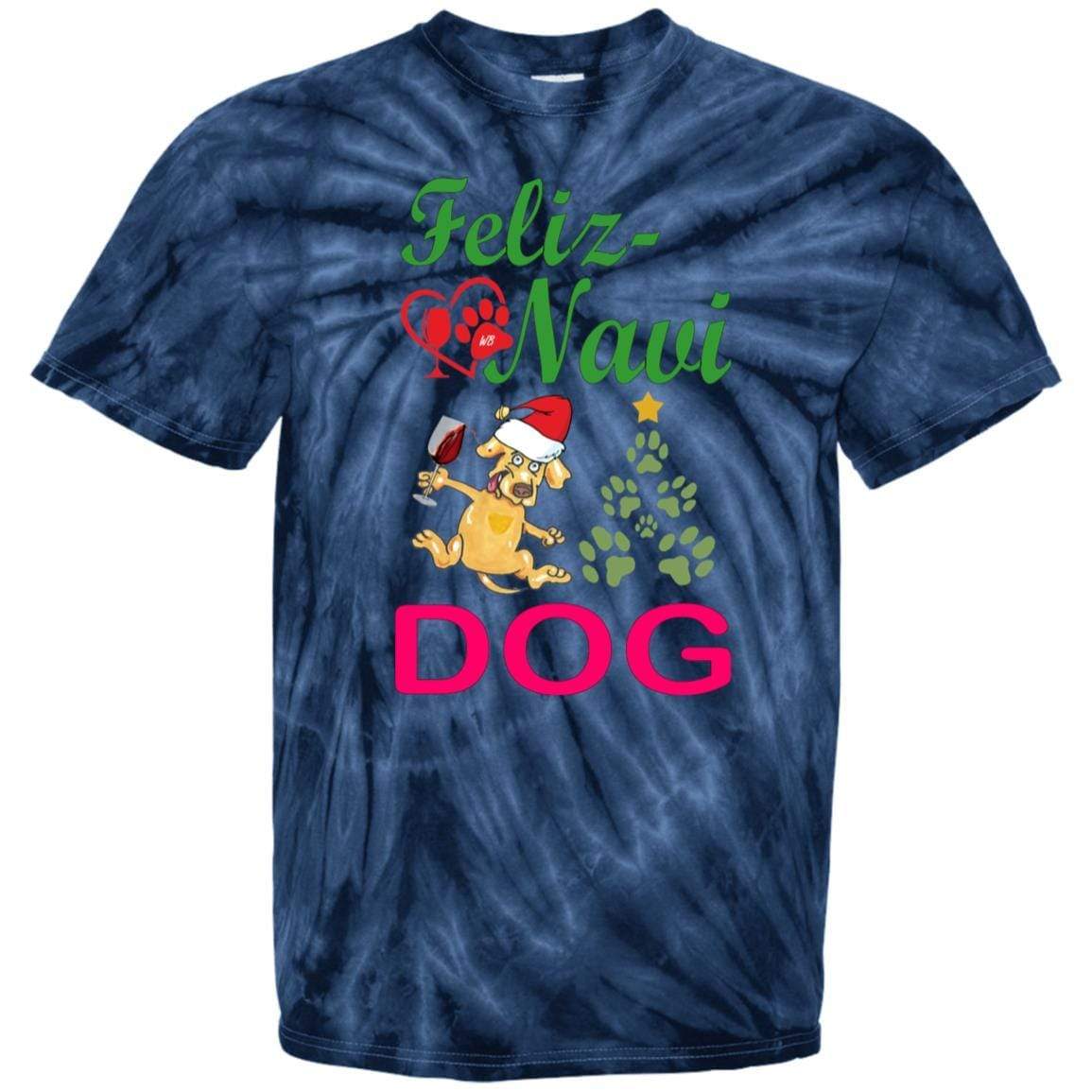 Feliz Navi Dog Tie Dye Youth T-Shirt | Christmas Holiday Graphic Tee for Dogs & Pet Lovers | Perfect for Xmas Parties, Pet Photos & Festive Gifts
