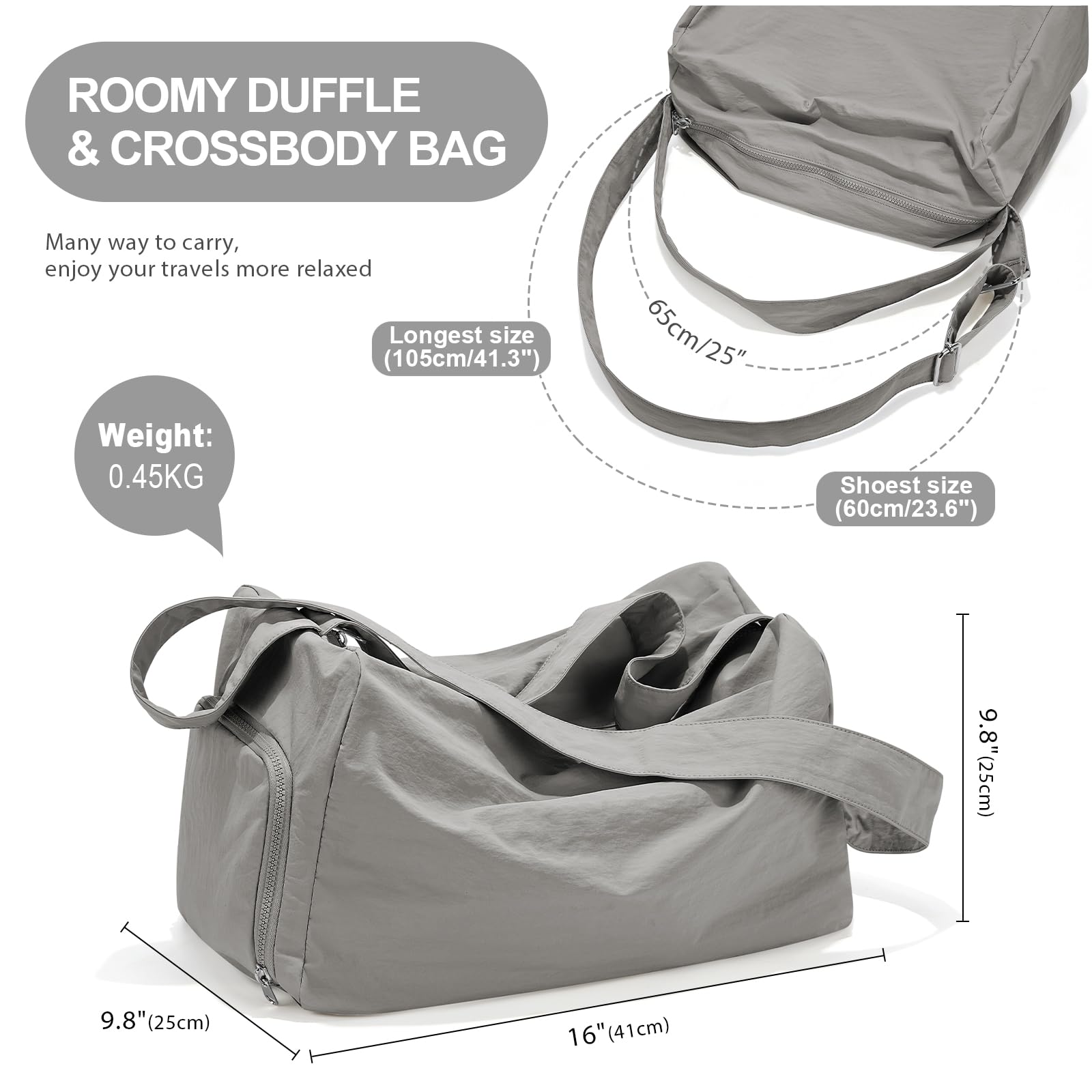 Small Gym Bag with Shoe Compartment - Waterproof Workout Duffle Bag for Women | Lightweight Travel & Sports Tote for Yoga, Dance, Swimming & Overnight Trips | Perfect for Gym, Fitness Class & Weekend Getaways