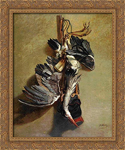 Pericles Pantazis Still Life with Game 20x24 Inch Gold Ornate Wood Framed Canvas Art - Perfect for Living Room, Dining Room & Office Wall Decor