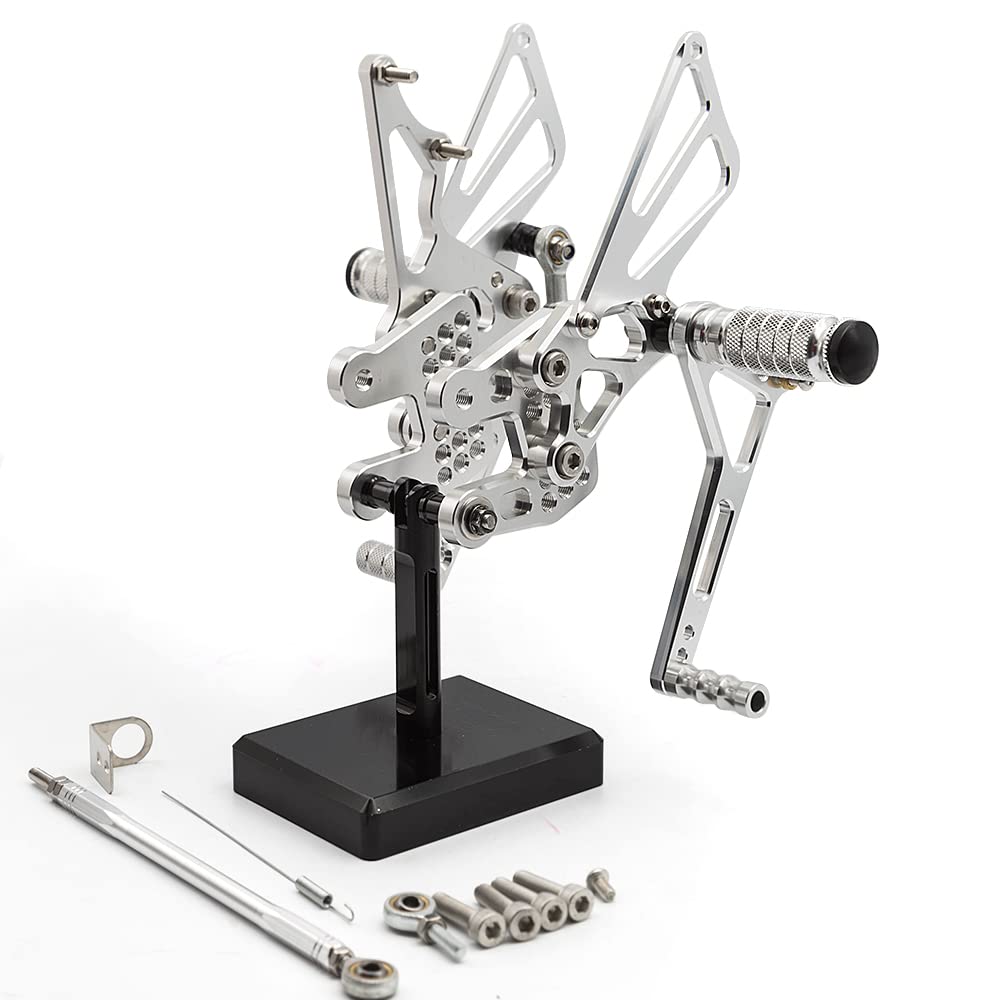 Adjustable CNC GSXR1000 07-08 Motorcycle Rearset Foot Pegs - Silver Aluminum Alloy Footrests for Suzuki GSX-R1000 (2007-2008) - Perfect for Racing, Track Days & Performance Riding