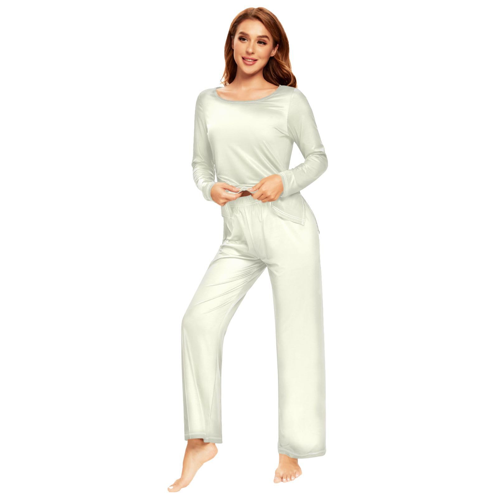 Women's Blue Long Sleeve Pajama Set - Soft Sleepwear Top & Pants Lounge Outfit for Cozy Nights & Relaxing at Home | 20804