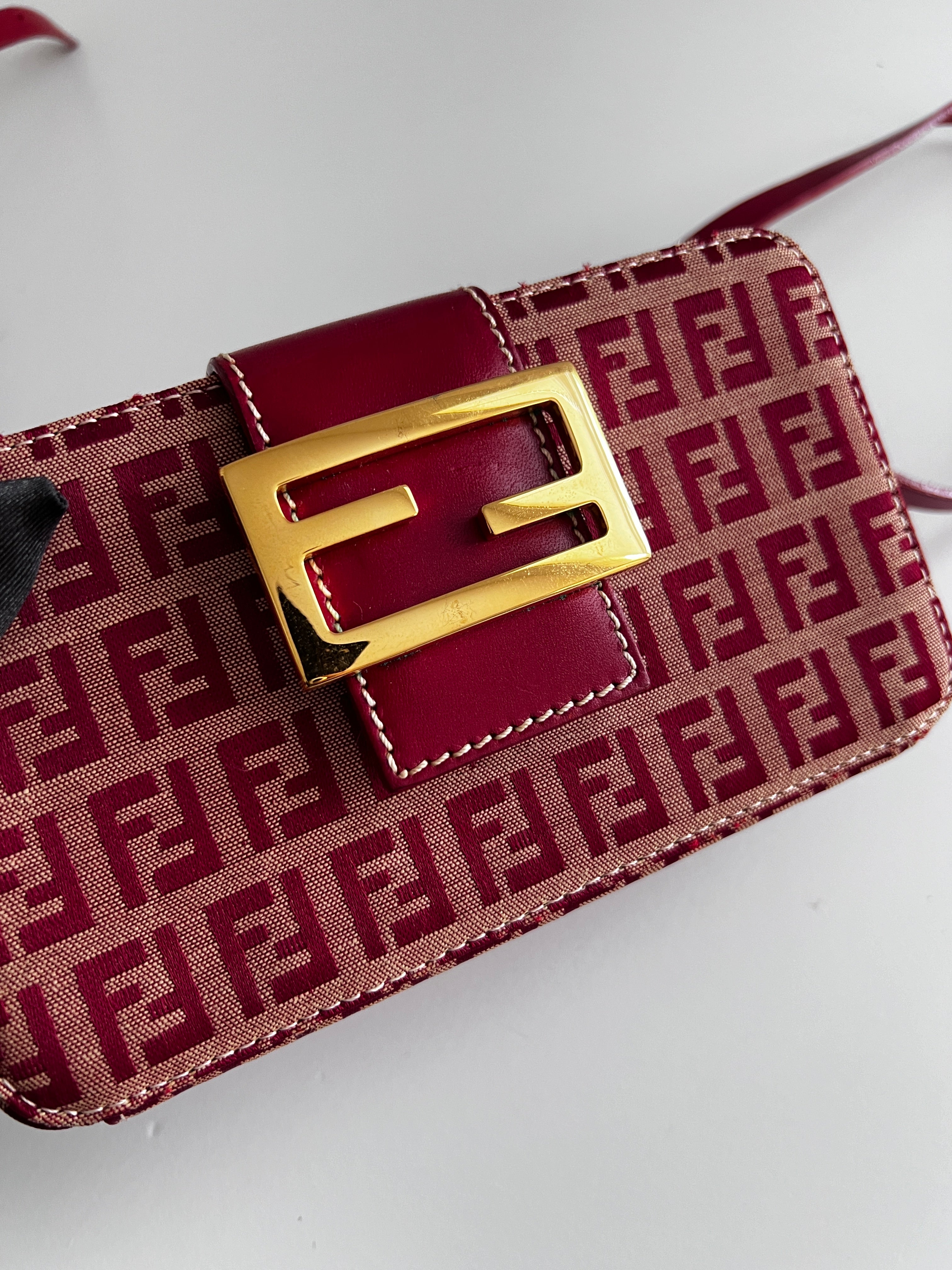 Vintage Fendi Zucchino Red Box Crossbody Bag - Authentic Pre-Owned Luxury Handbag for Women | Perfect for Date Night, Parties & Everyday Use