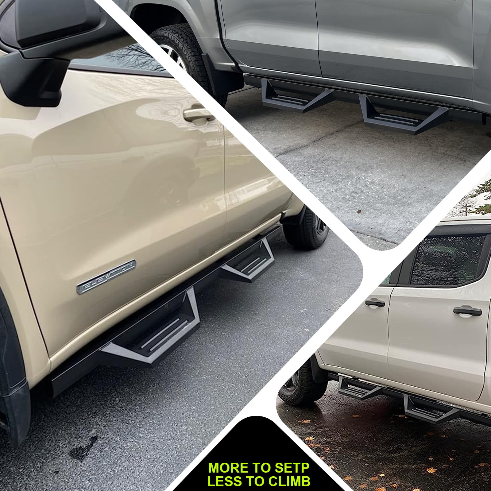 ONINE Drop Steps Custom Fit Running Boards for 2019-2025 Chevy Silverado/GMC Sierra 1500 & 2020-2025 Chevy Silverado/GMC Sierra 2500HD 3500HD Crew Cab - Textured Black Side Steps Nerf Bars Rock Sliders - Perfect for Off-Roading & Truck Access