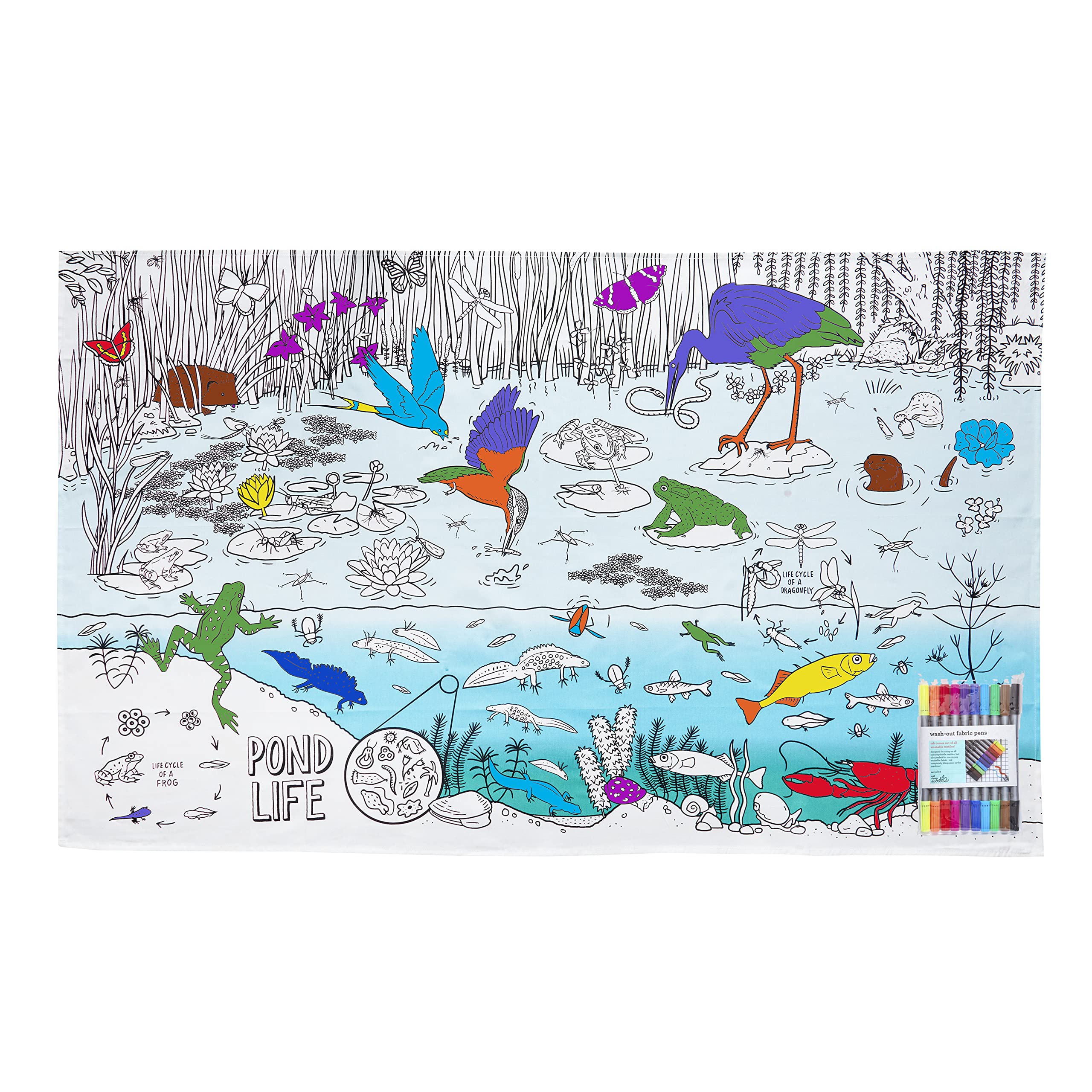 Eatsleepdoodle Washable Kids Coloring Tablecloth with 10 Markers - 50x33in Wildlife Giant Coloring Poster - Reusable Art & Craft Activity for Children | Perfect for Birthday Parties, Family Gatherings & Creative Playtime