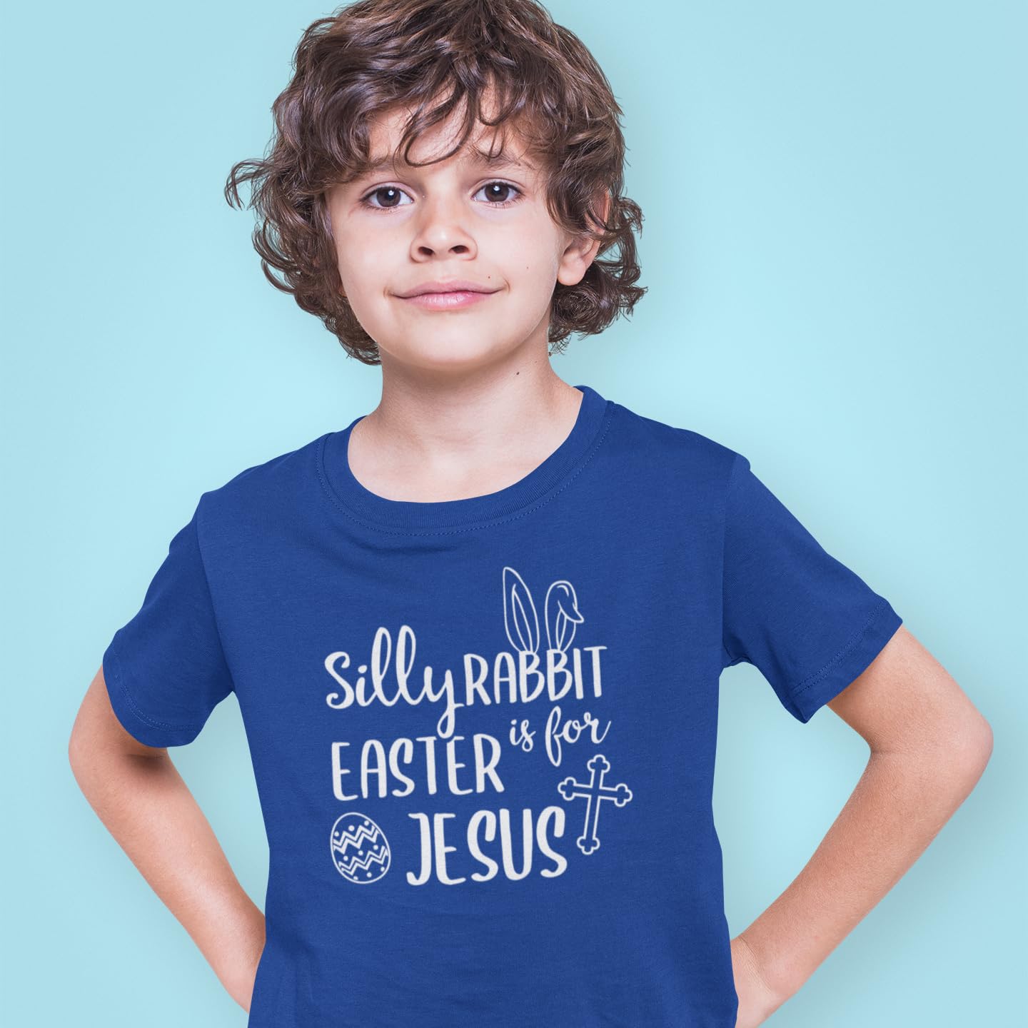 Shop4ever® Easter Jesus Kids T-Shirt - Cute Rabbit Christian Tee for Boys & Girls - Perfect for Easter Sunday Church & Holiday Family Photos