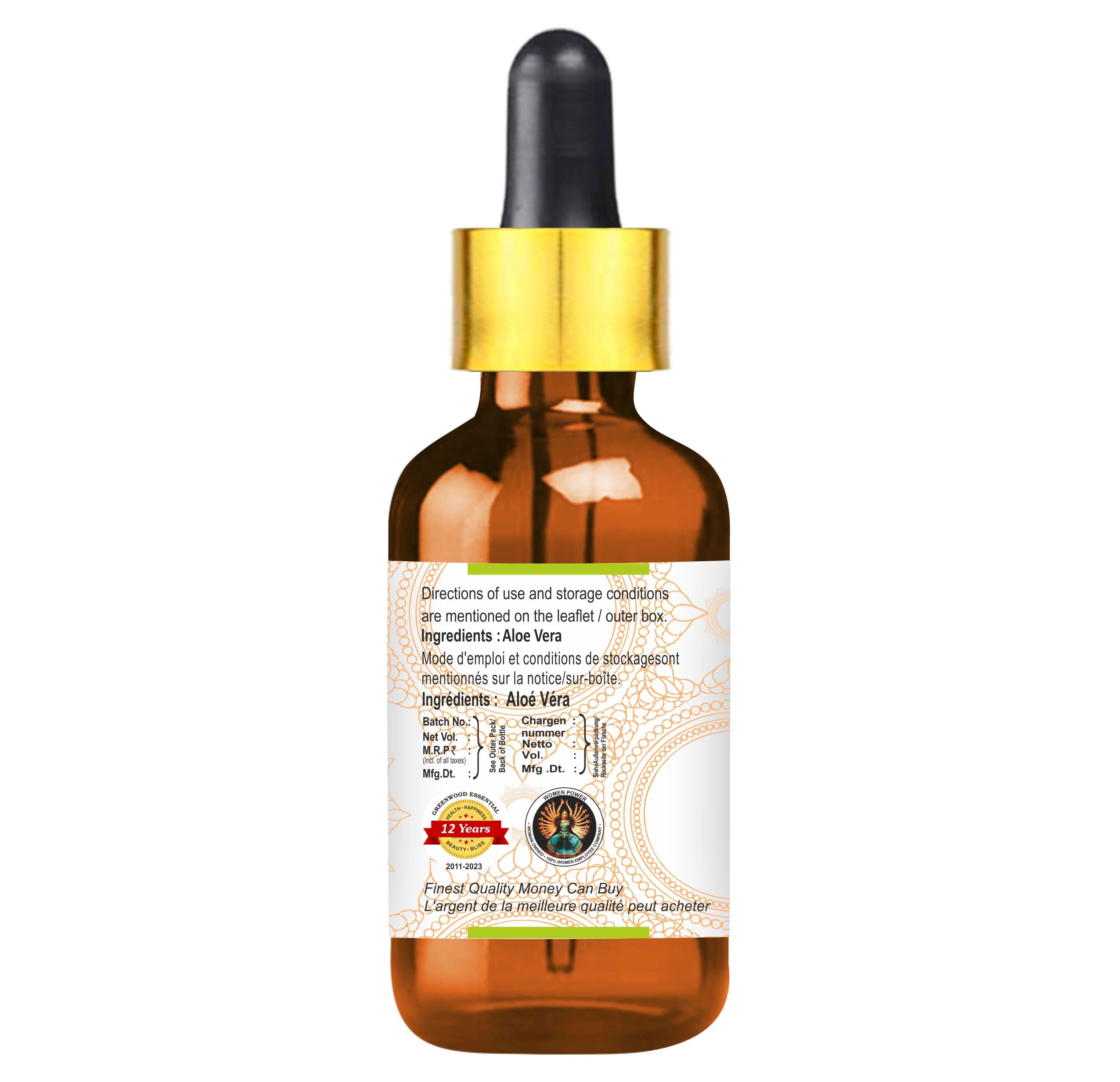 Pure Aloe Vera Oil (Aloe Barbadensis) - 100% Natural Therapeutic Grade, 10ml - Skin Care, Hair Growth, Sunburn Relief & Aromatherapy