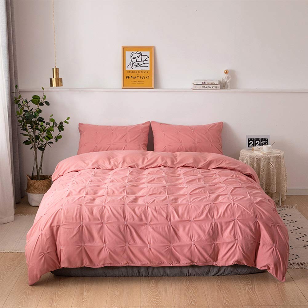 Chihen Dovet Cover Sets - Stretch Pull Flower Bedding Comforter Set in Plain Color Grid | Microfiber Plaid Duvet Cover with Pillowcases | Cozy Quilt Bedding Sets for Modern Bedrooms | Perfect for Guest Rooms, Master Bedrooms & Dorm Decor