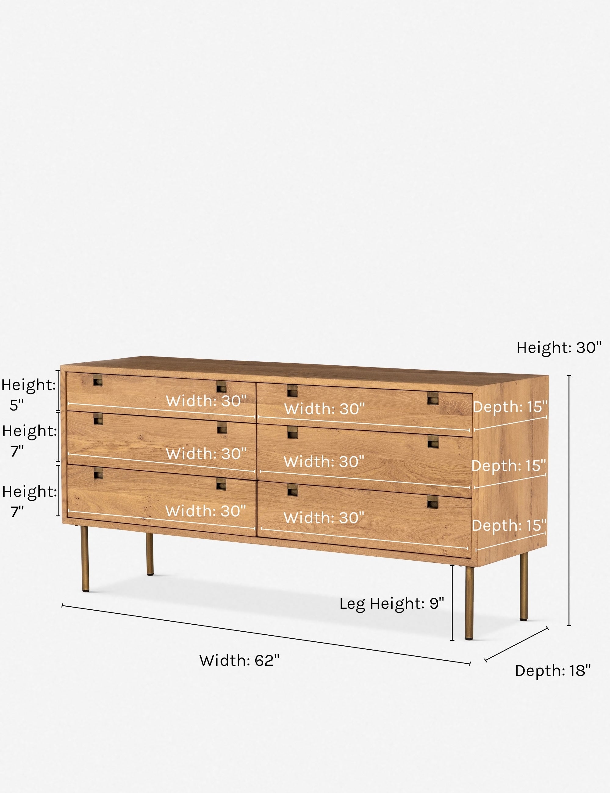Karma 6 Drawer Dresser - Modern Wooden Chest of Drawers for Bedroom Storage & Organization | Perfect for Clothes, Linens, and Home Decor