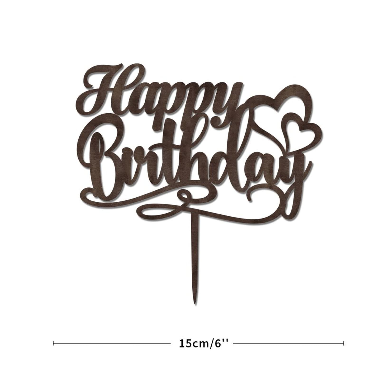 Custom Happy Birthday Wooden Cake Topper - Classic Brown Cake Decorations for Children & Adults - Personalized Name Cake Topper for Birthday Parties, Anniversaries, Baby Showers, Baptisms & Gender Reveal Celebrations | Perfect for Any Age Celebration
