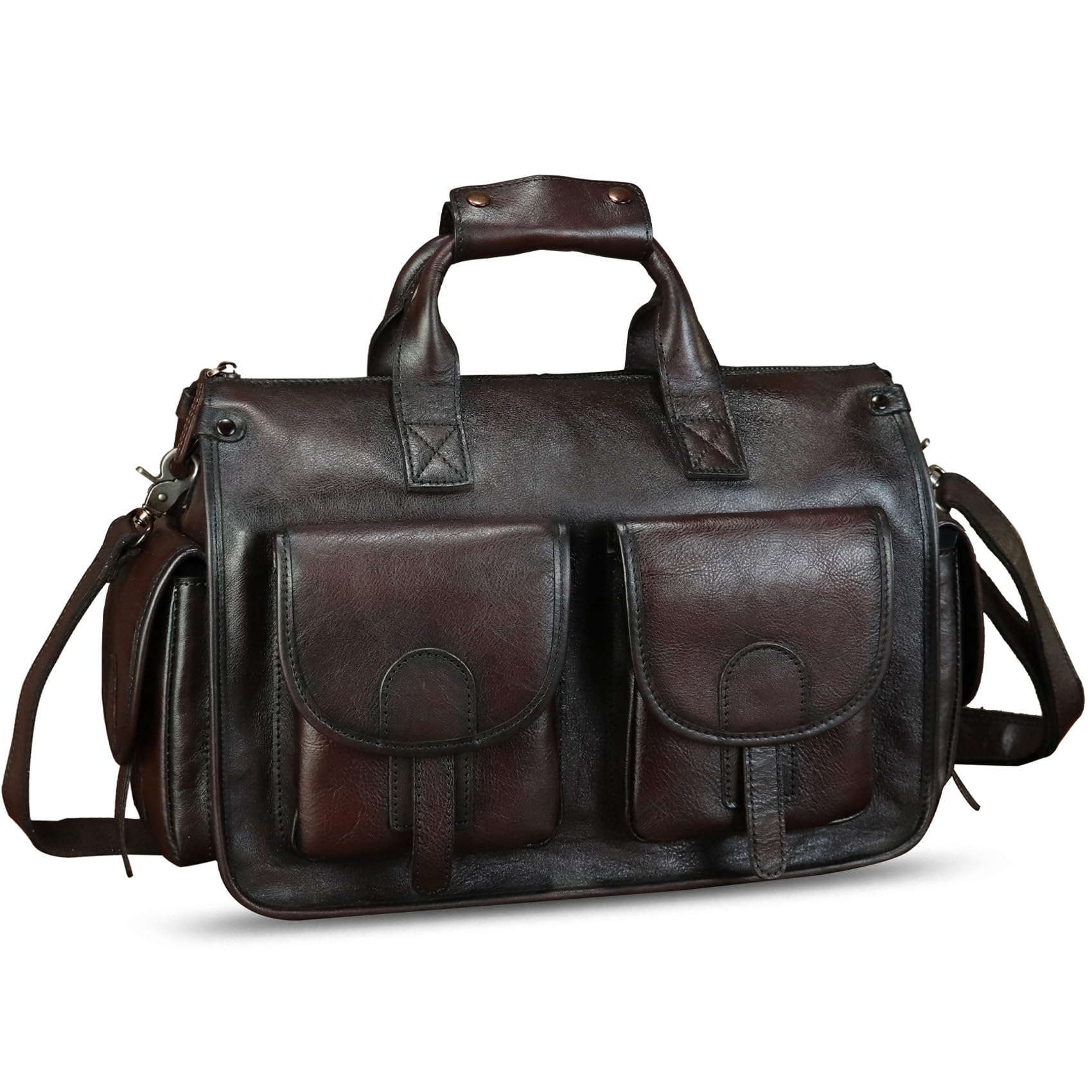 Genuine Leather Messenger Bag for Men - Professional Briefcase & Laptop Bag with Adjustable Shoulder Strap - Perfect for Office, Business Travel & Daily Commute