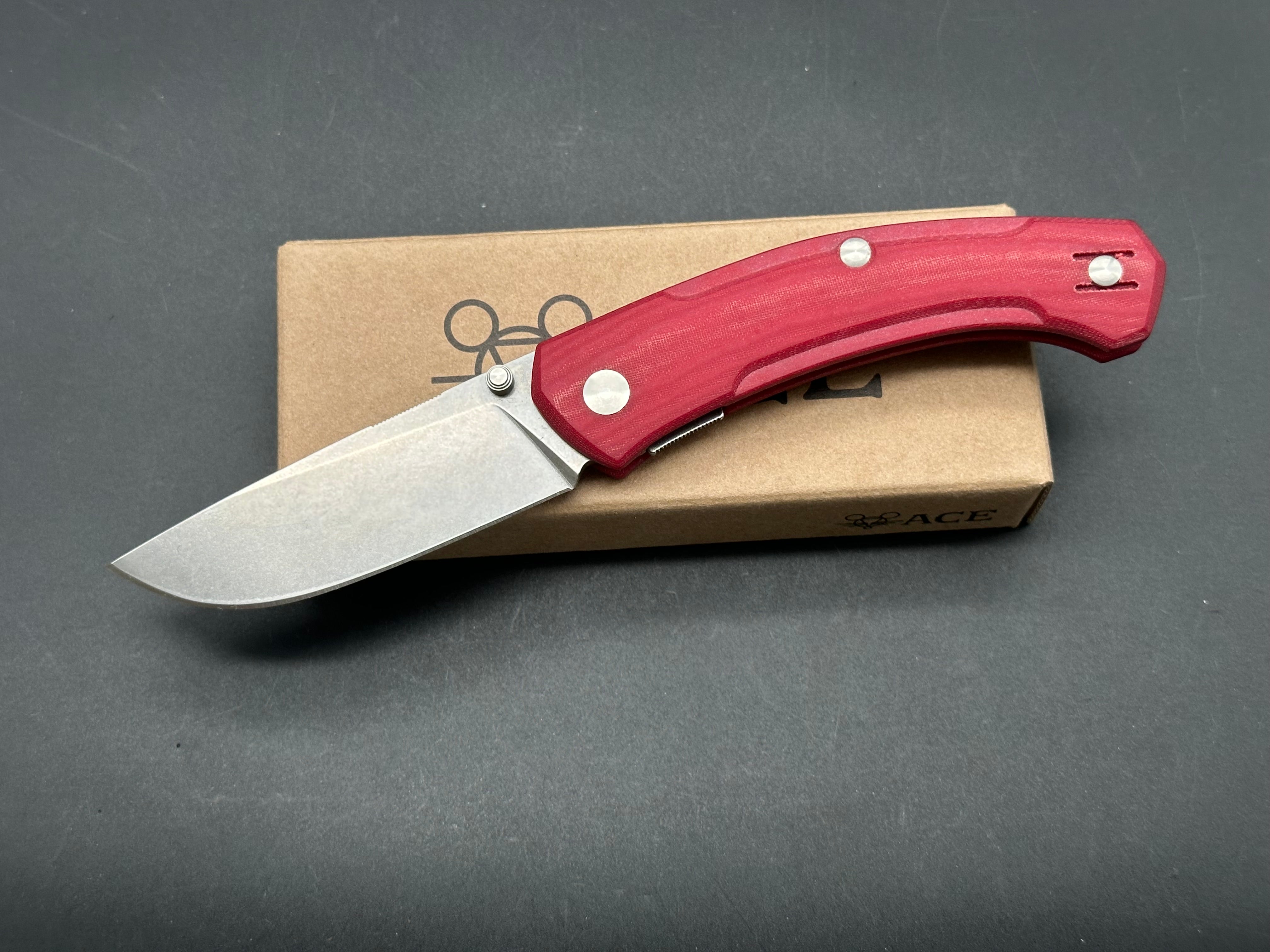 Giant ACE IONA V2 Folding Knife - Red Linen Micarta Handle with MagnaCut Blade | EDC, Outdoor Survival, Camping & Everyday Carry