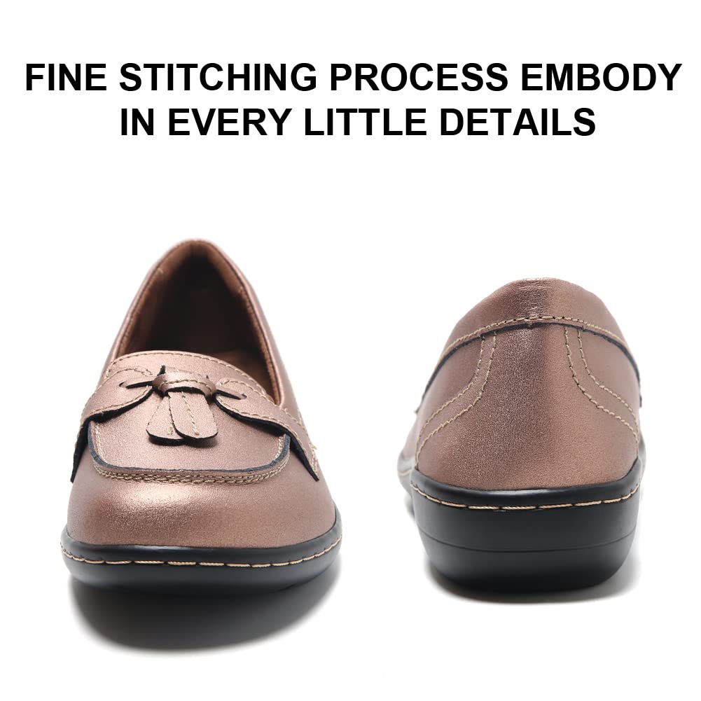 Maichal Women's Slip-On Loafers - Genuine Leather Comfort Dress Shoes with Tassel Detail | Perfect for Office, Business Casual & Formal Occasions