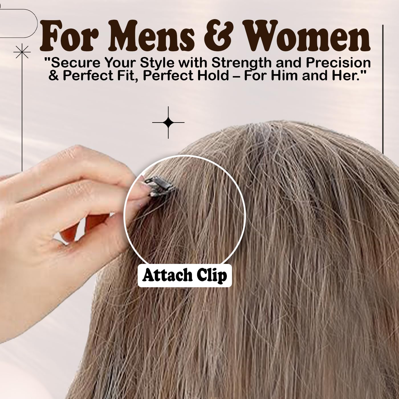 Premium Human Hair Monofilament Base Full Head Wigs for Men - Natural Looking Toupee & Hair Patches for Men & Boys with Extension Clips (Set of 12) - Perfect for Daily Wear, Cosplay & Hair Loss Solutions