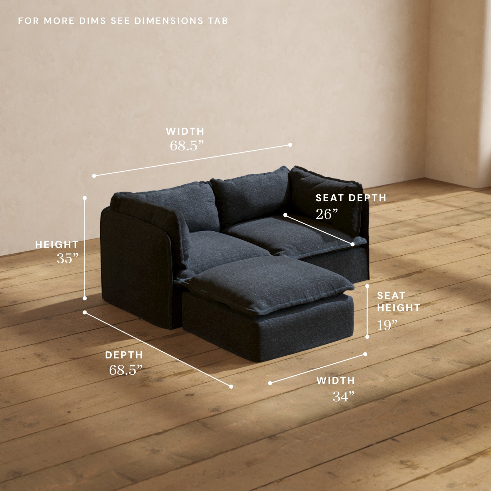 Premium Modular Performance 2-Seater Sectional Sofa in Indigo Blue | Luxury Fabric Blend | Perfect for Small Living Rooms & Cozy Apartments